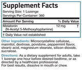Bronson Melatonin 12 mg Lozenges with a measuring spoon for dosage
