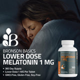 Bronson Melatonin 1MG Vegetarian Tablets back label