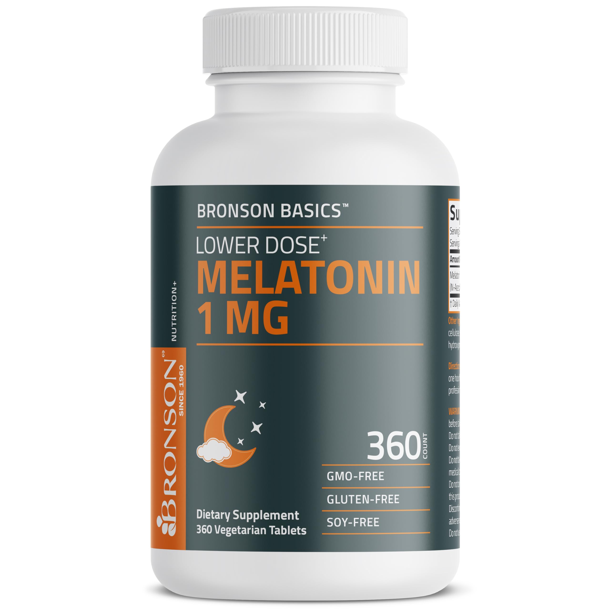 Bronson Melatonin 1MG Vegetarian Tablets front view