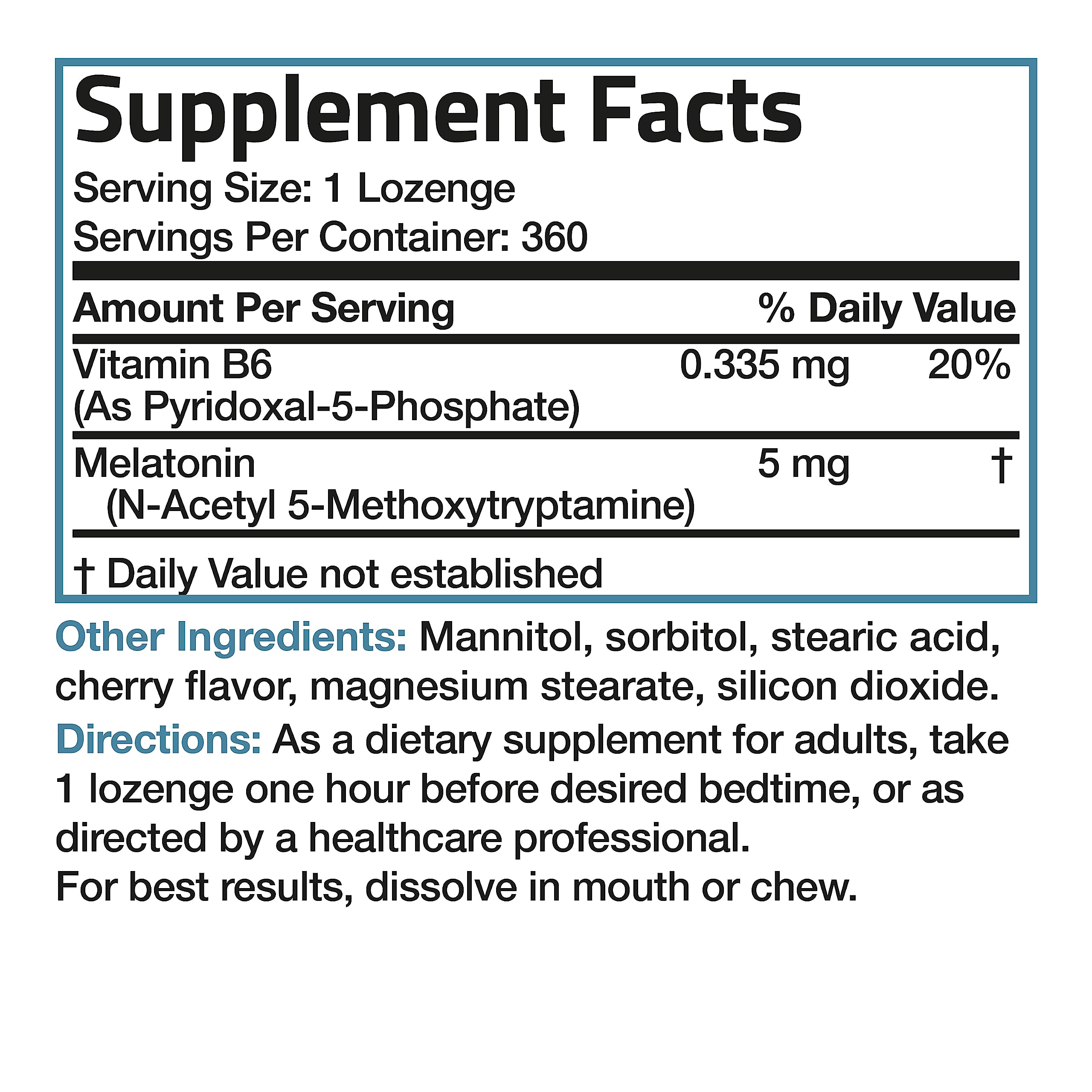 Bronson Melatonin 5mg Cherry Tablets with a glass of water