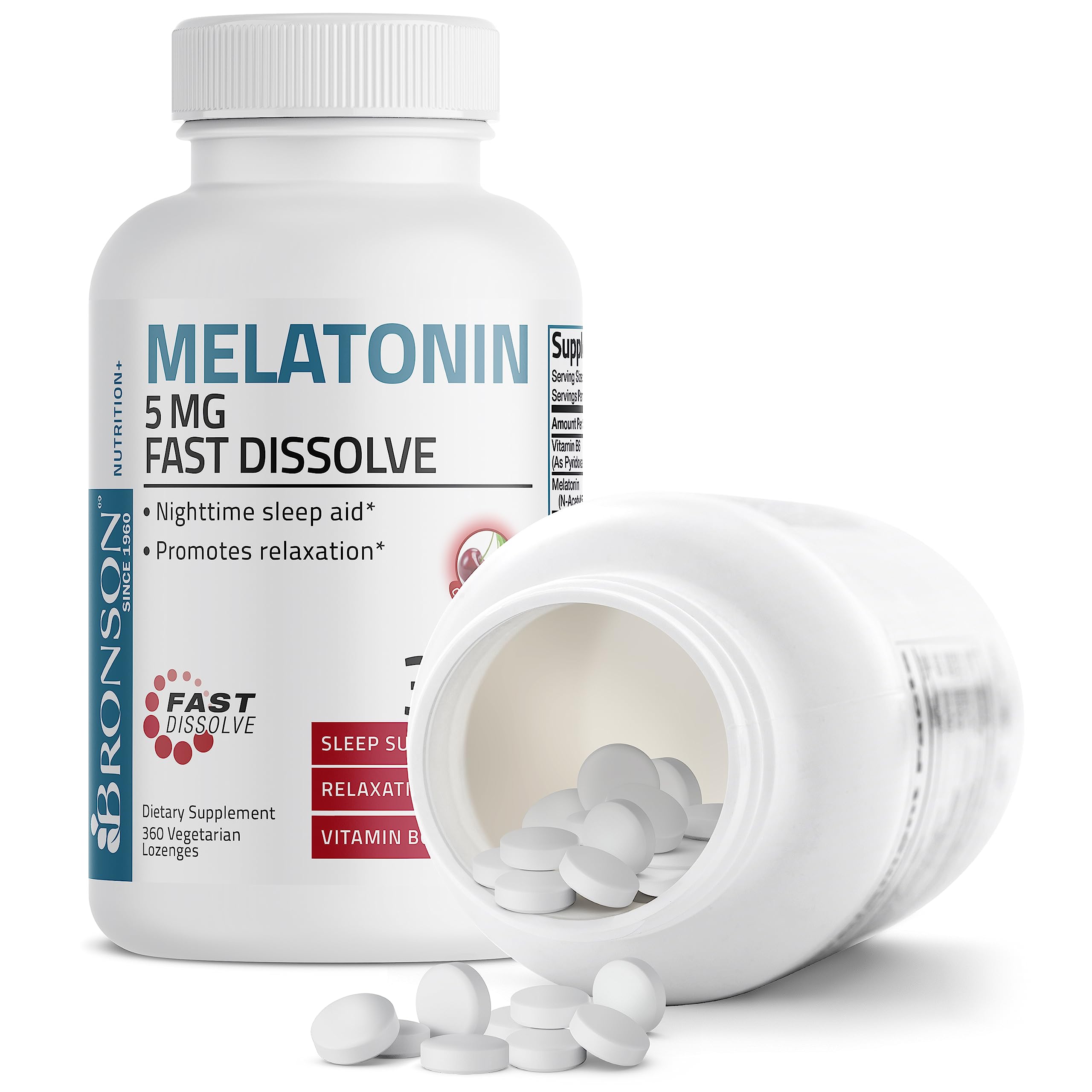 Bronson Melatonin 5mg Cherry Tablets with cherry flavour