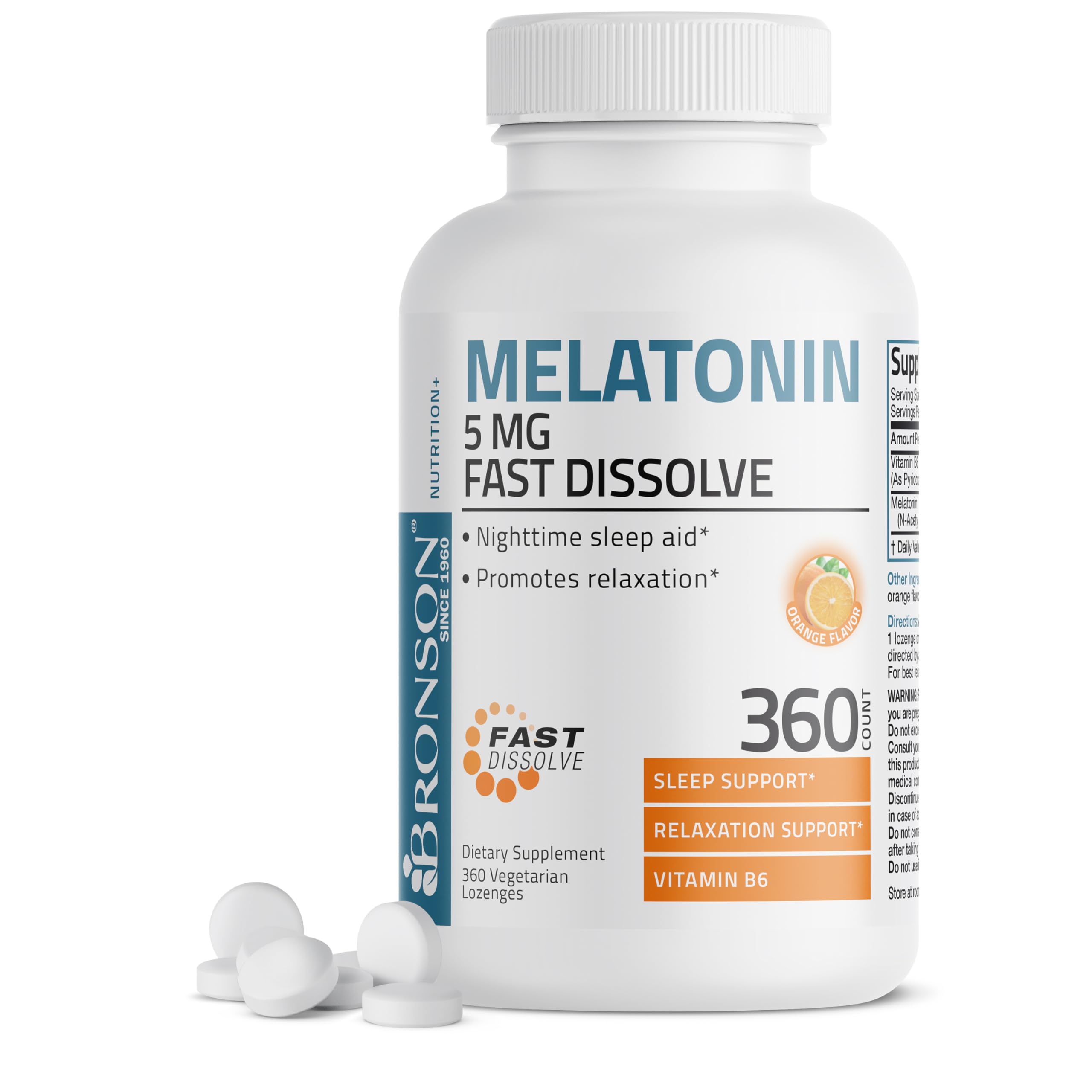 Bronson Melatonin 5mg Fast Dissolve Lozenges front view