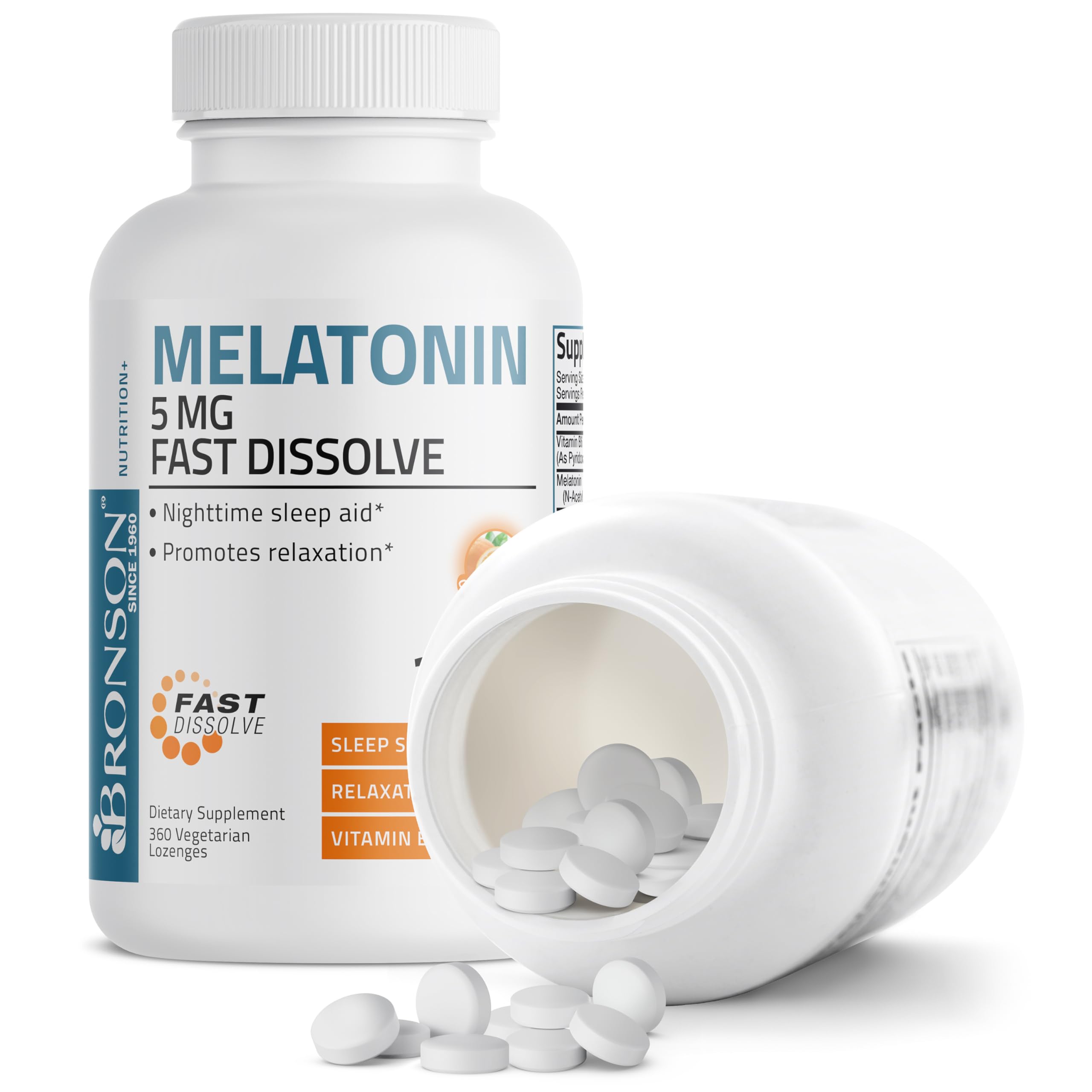 Bronson Melatonin 5mg Fast Dissolve Lozenges on a table
