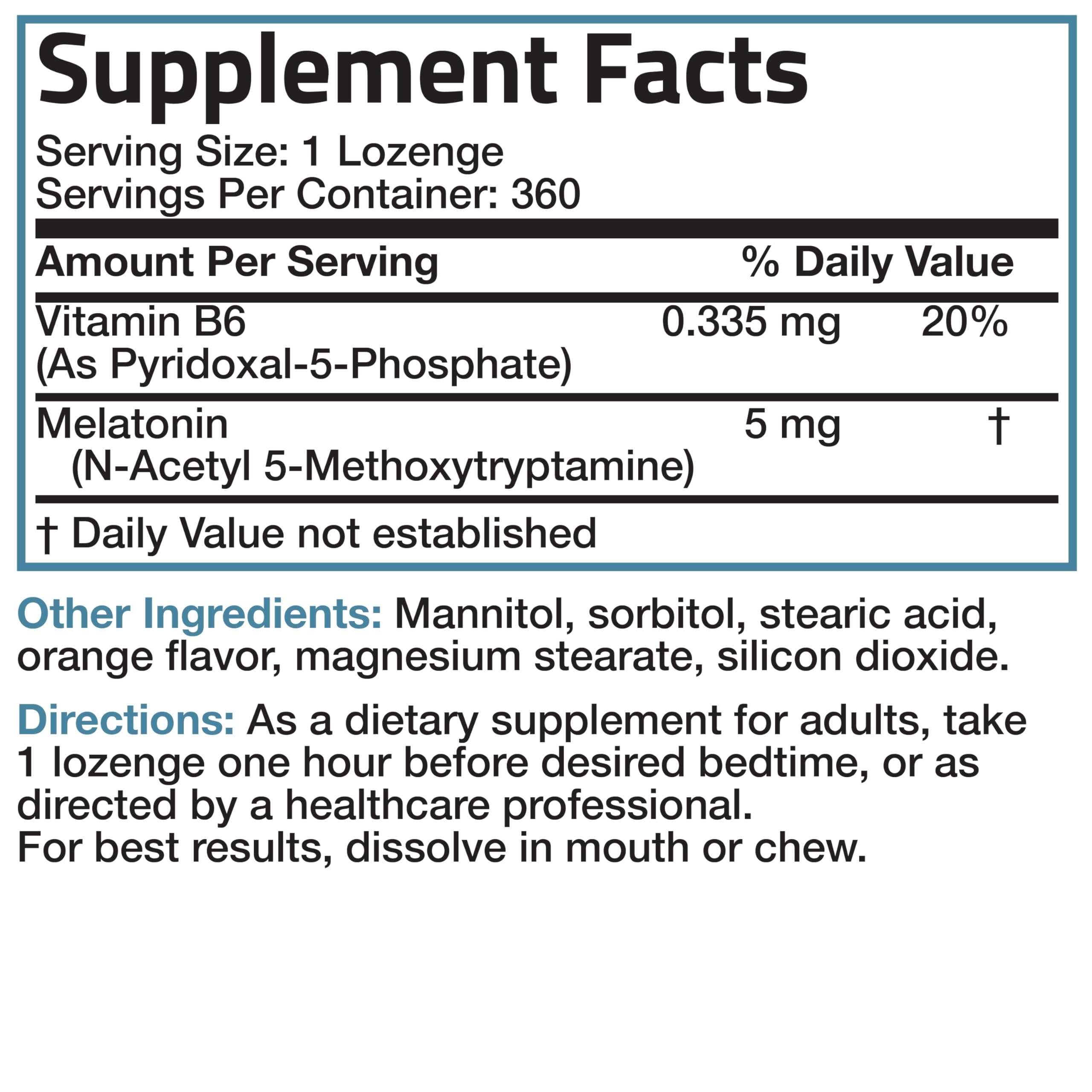 Bronson Melatonin 5mg Fast Dissolve Lozenges with Vitamin B6