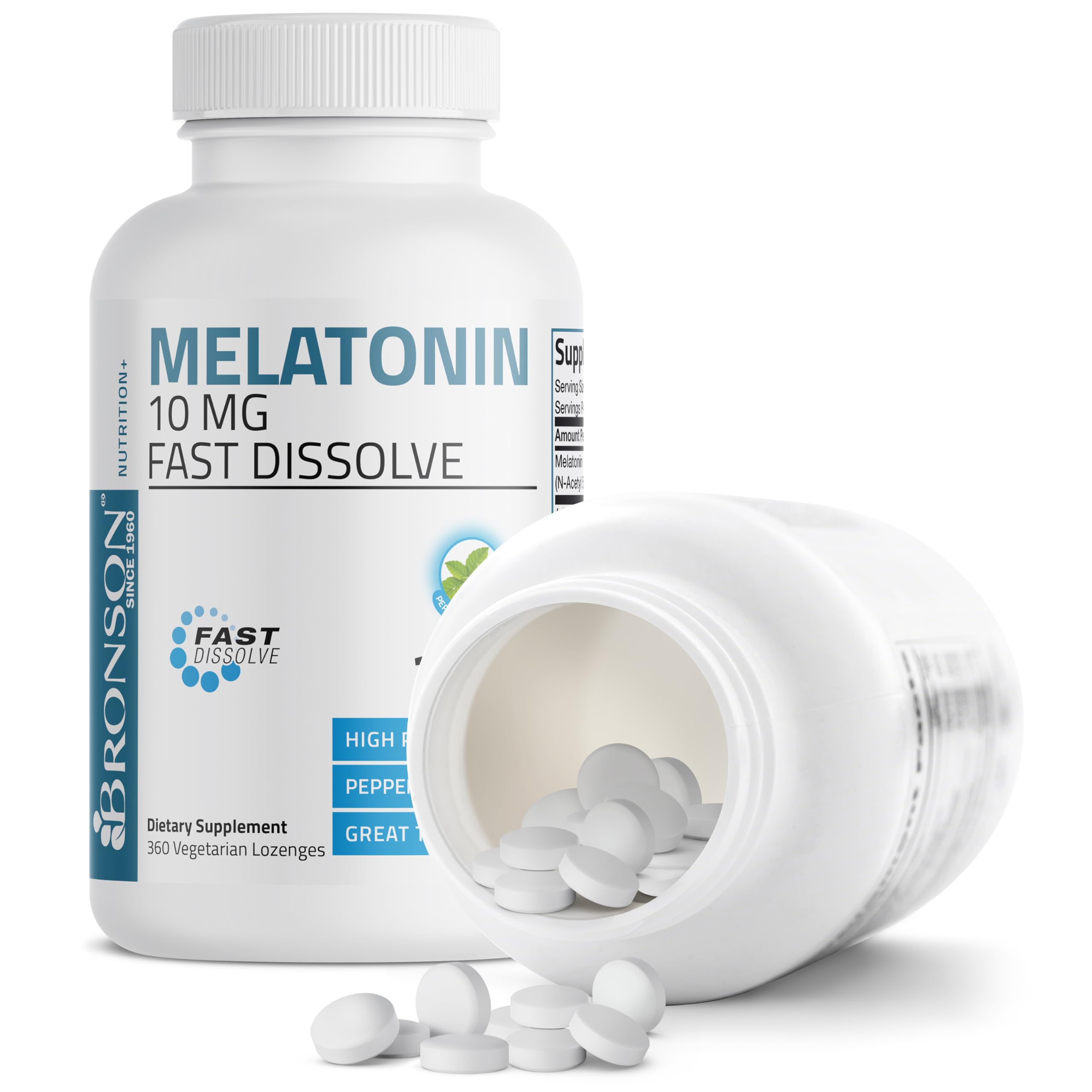 Bronson Melatonin tablets in hand for convenience