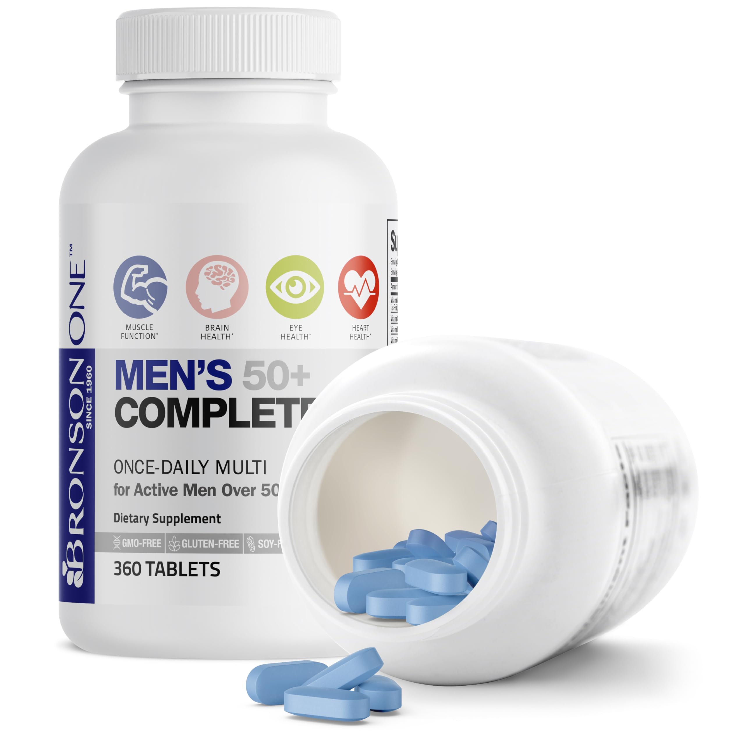 Bronson Men's 50+ Complete Multivitamin 60 Tablets ingredients list