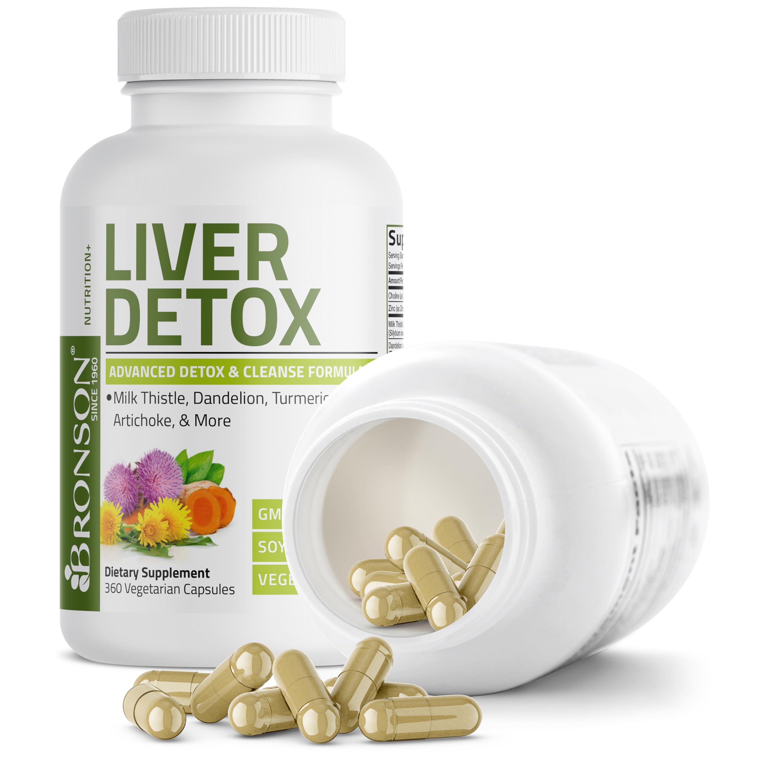 Bronson Milk Thistle supplement on a wooden table