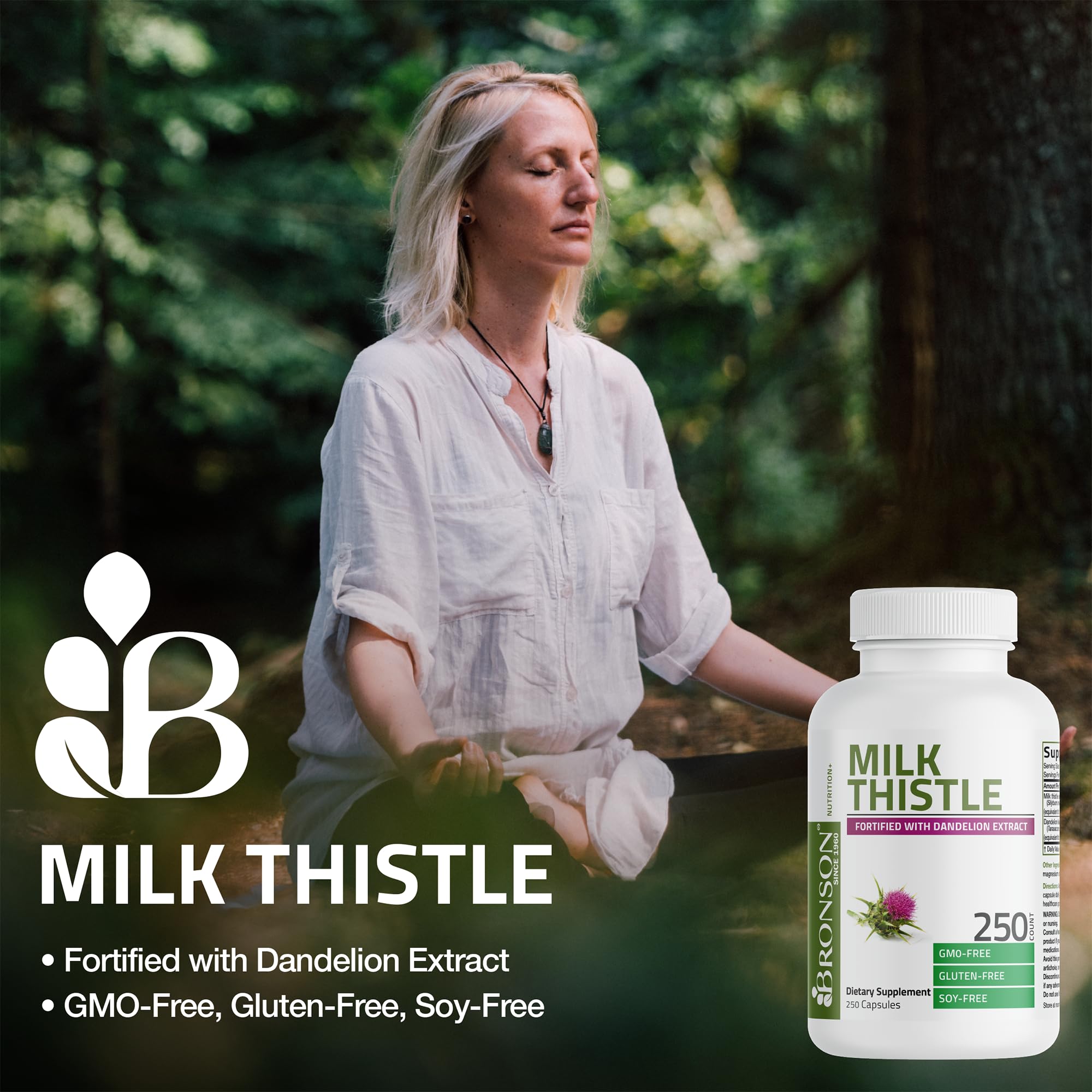 Bronson Milk Thistle with Dandelion Extract back view