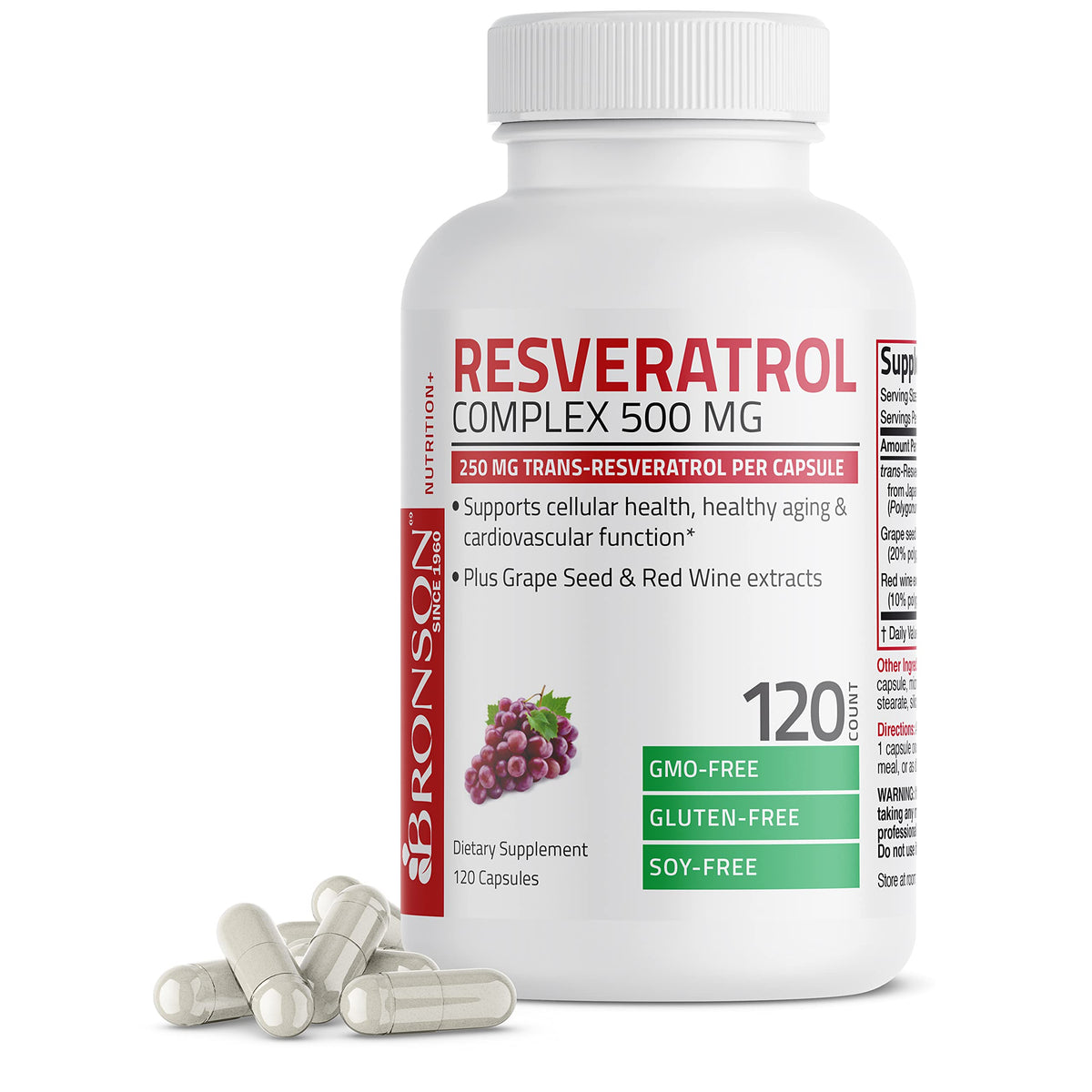 Bronson Resveratrol Complex 500 MG supplement bottle front view