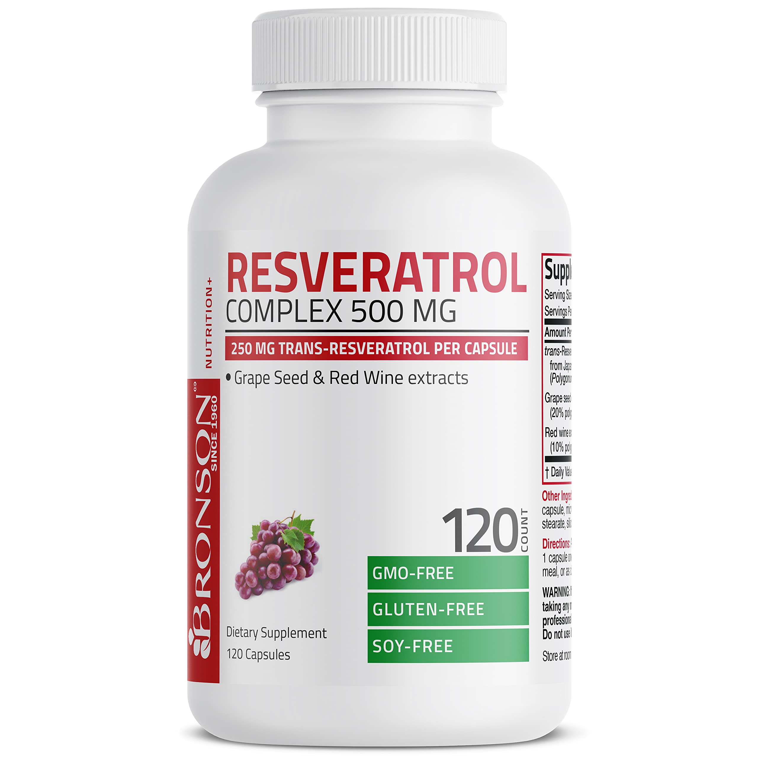 Bronson Resveratrol Complex 500 MG supplement bottle with packaging