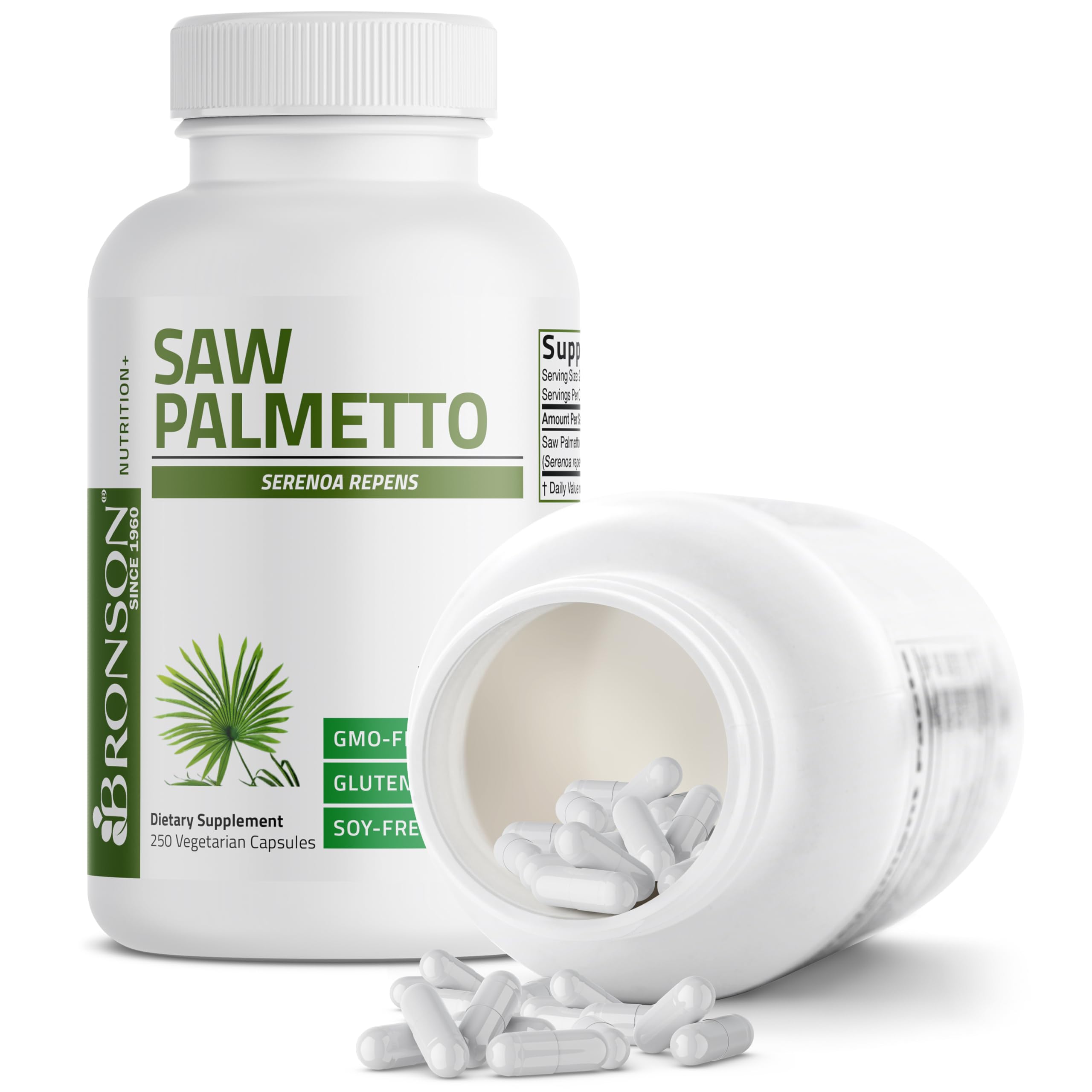 Bronson Saw Palmetto capsules in hand