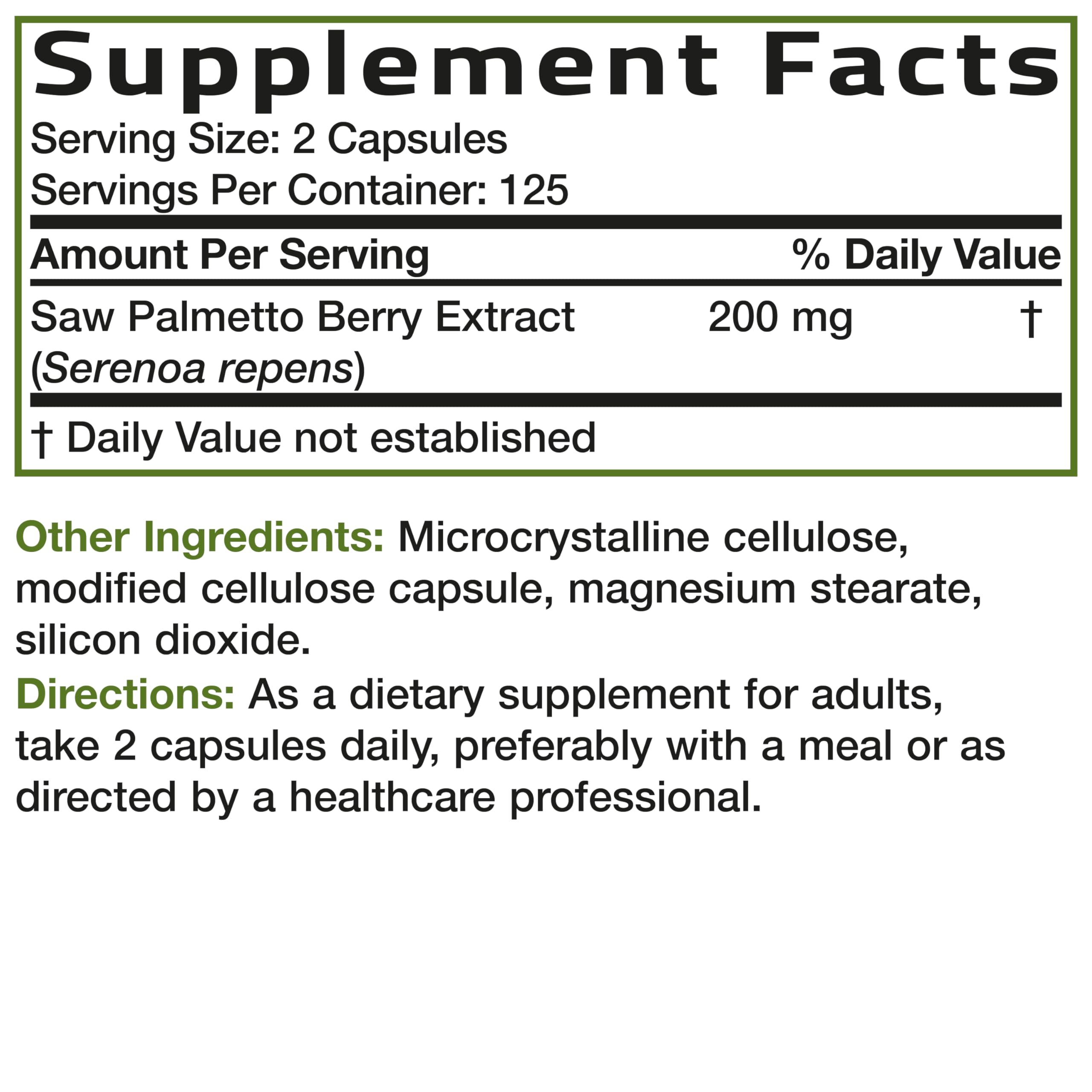 Bronson Saw Palmetto packaging on a table