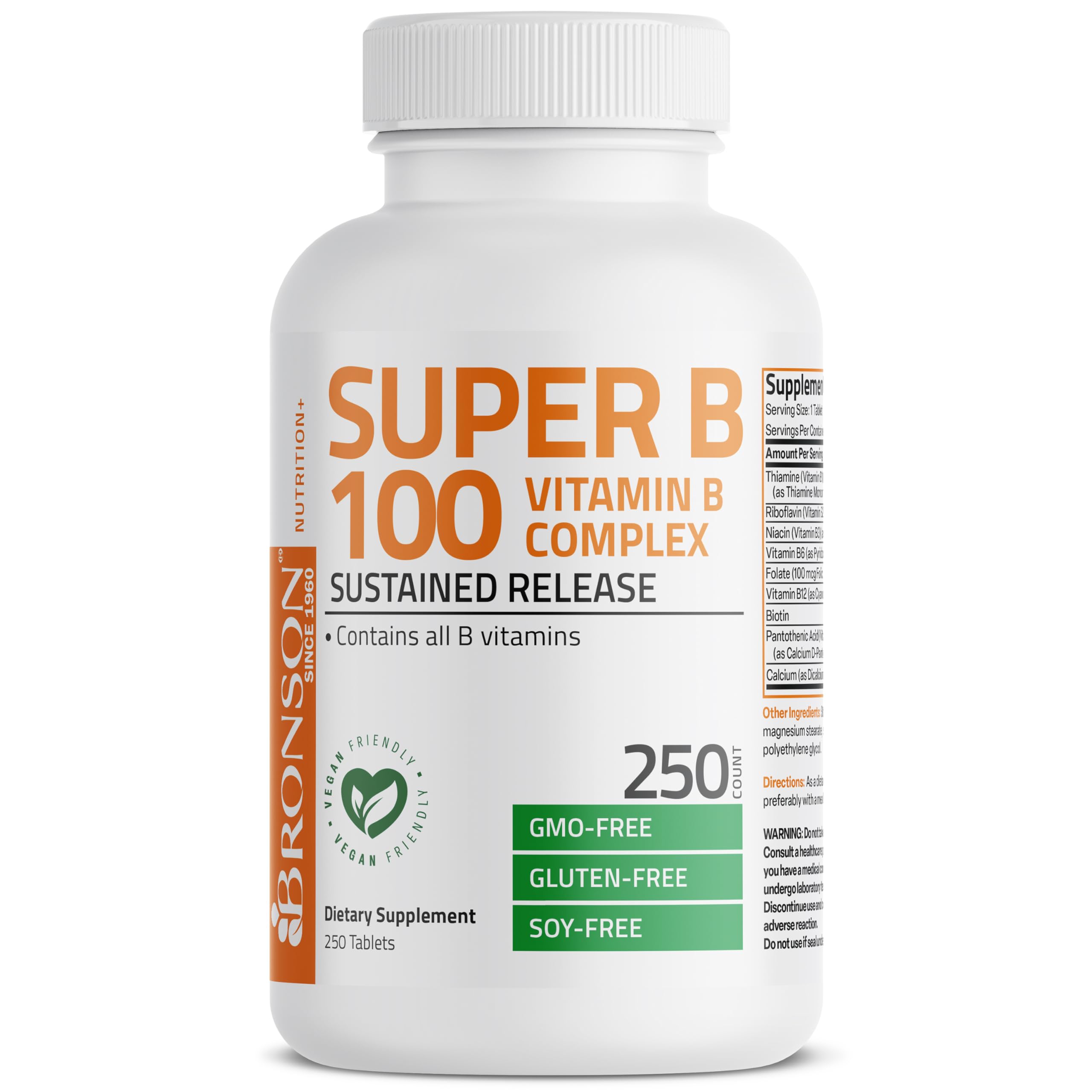Bronson Super B 100 Vitamin B-Complex back view of bottle