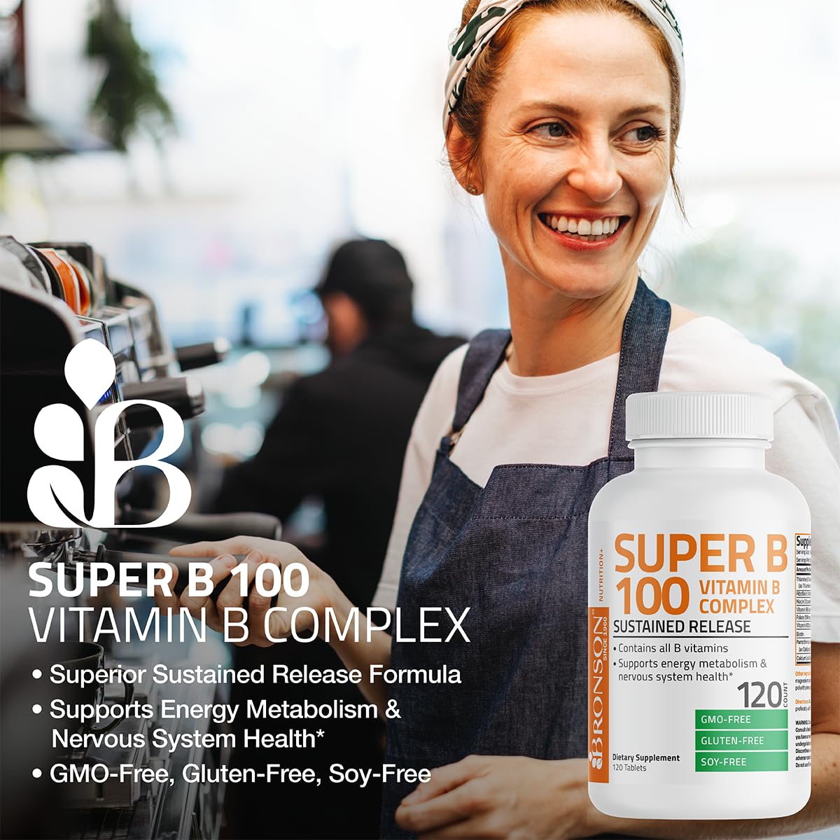 Bronson Super B 100 Vitamin B-Complex tablet close-up