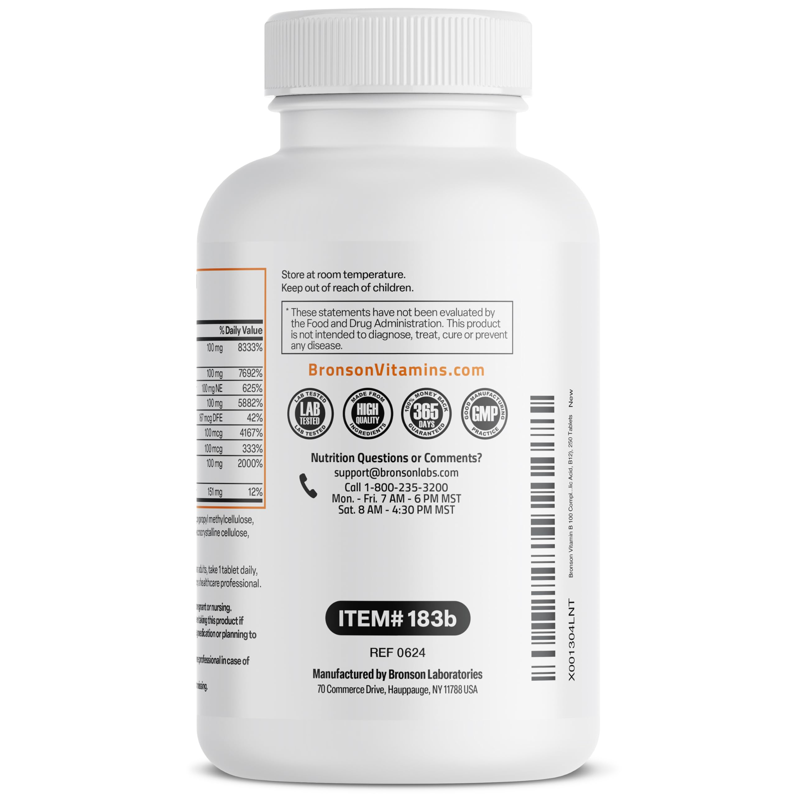 Bronson Super B 100 Vitamin B-Complex with a glass of water