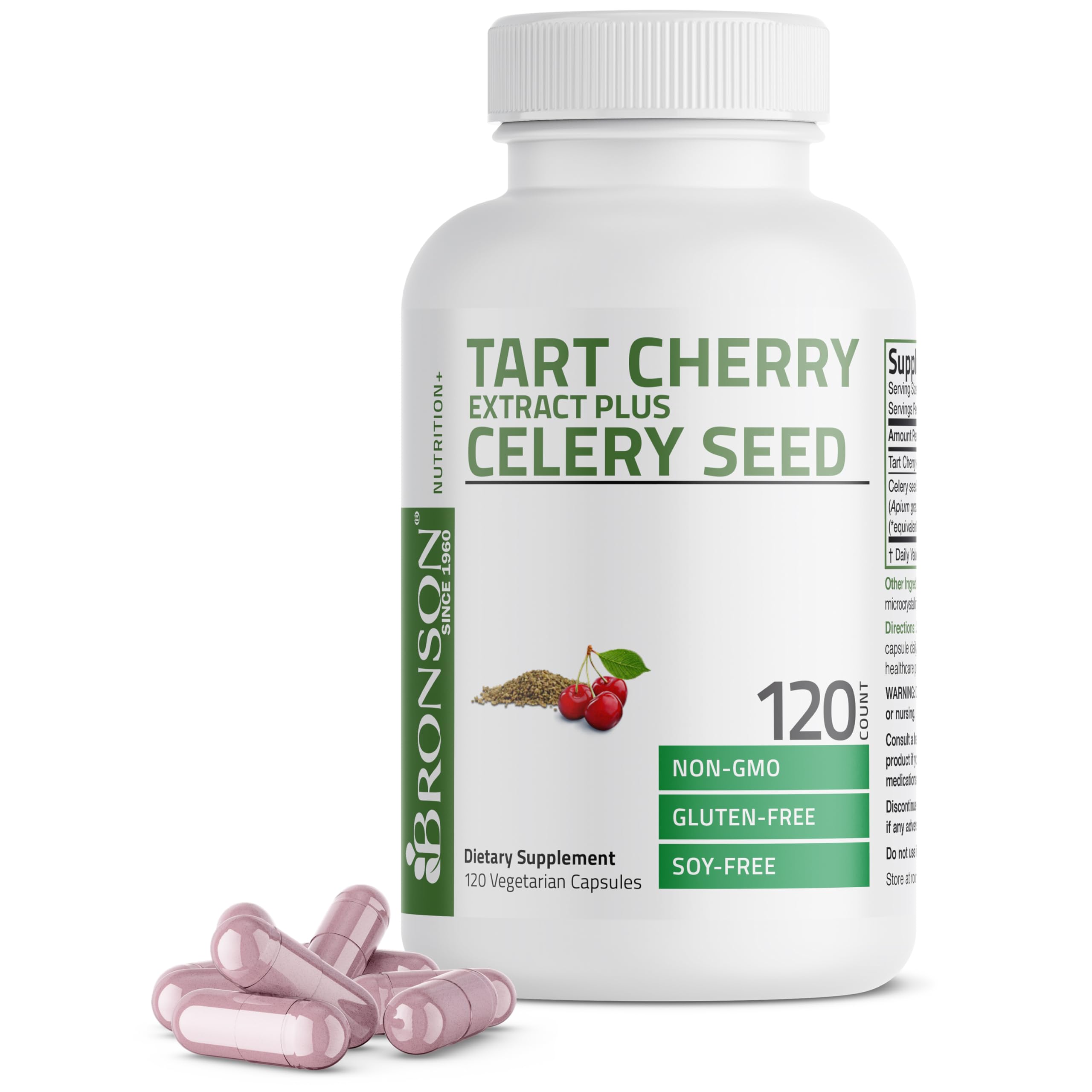 Bronson Tart Cherry Extract & Celery Seed supplement front view