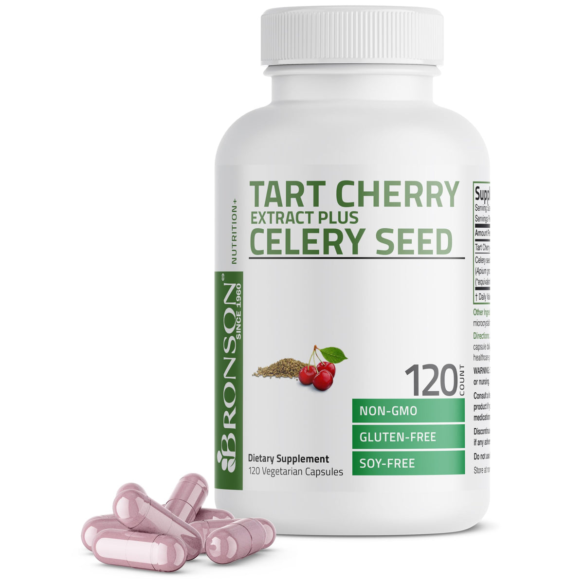 Bronson Tart Cherry Extract & Celery Seed supplement front view