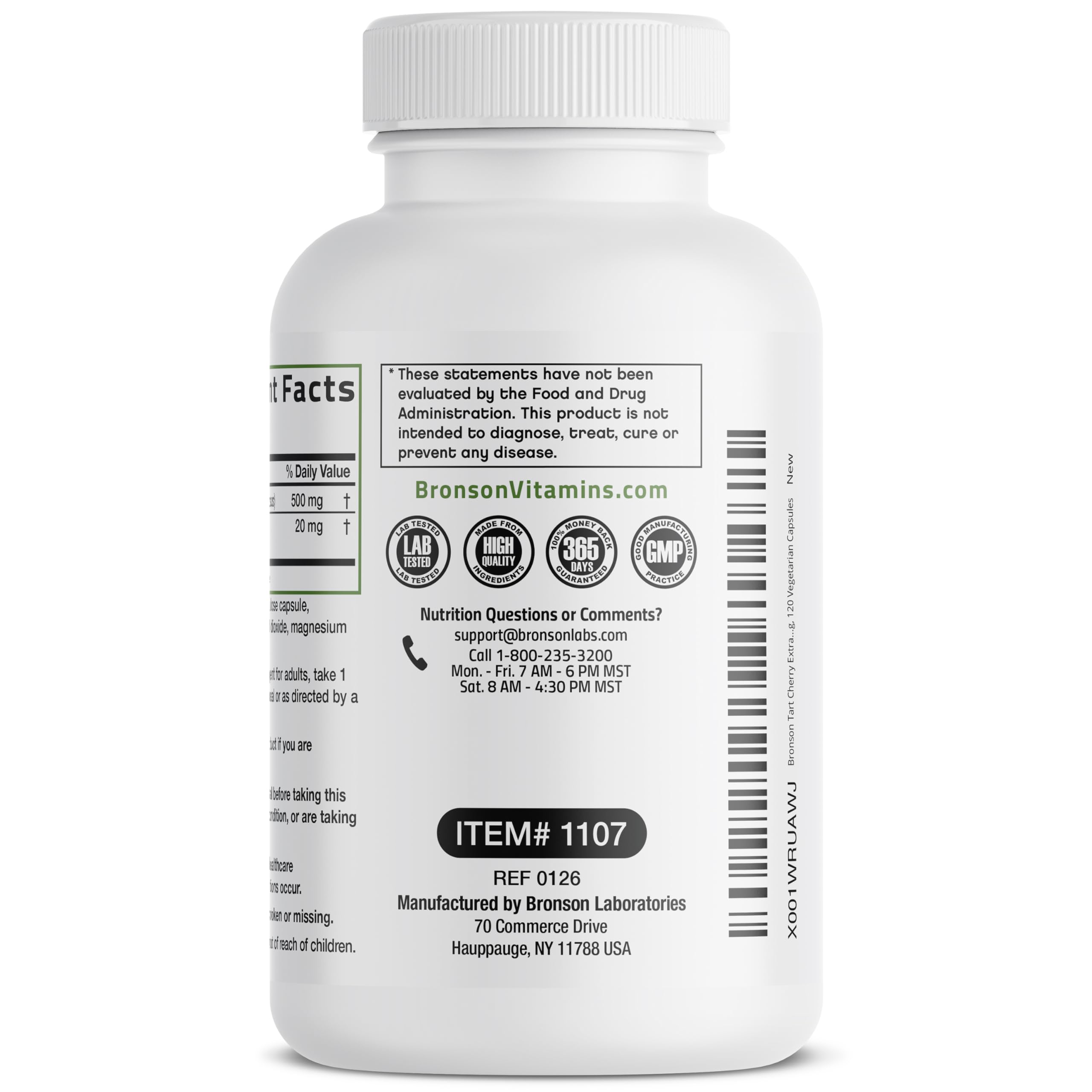 Bronson Tart Cherry Extract & Celery Seed supplement ingredients list