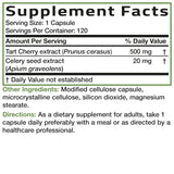 Bronson Tart Cherry Extract & Celery Seed supplement on a wooden table