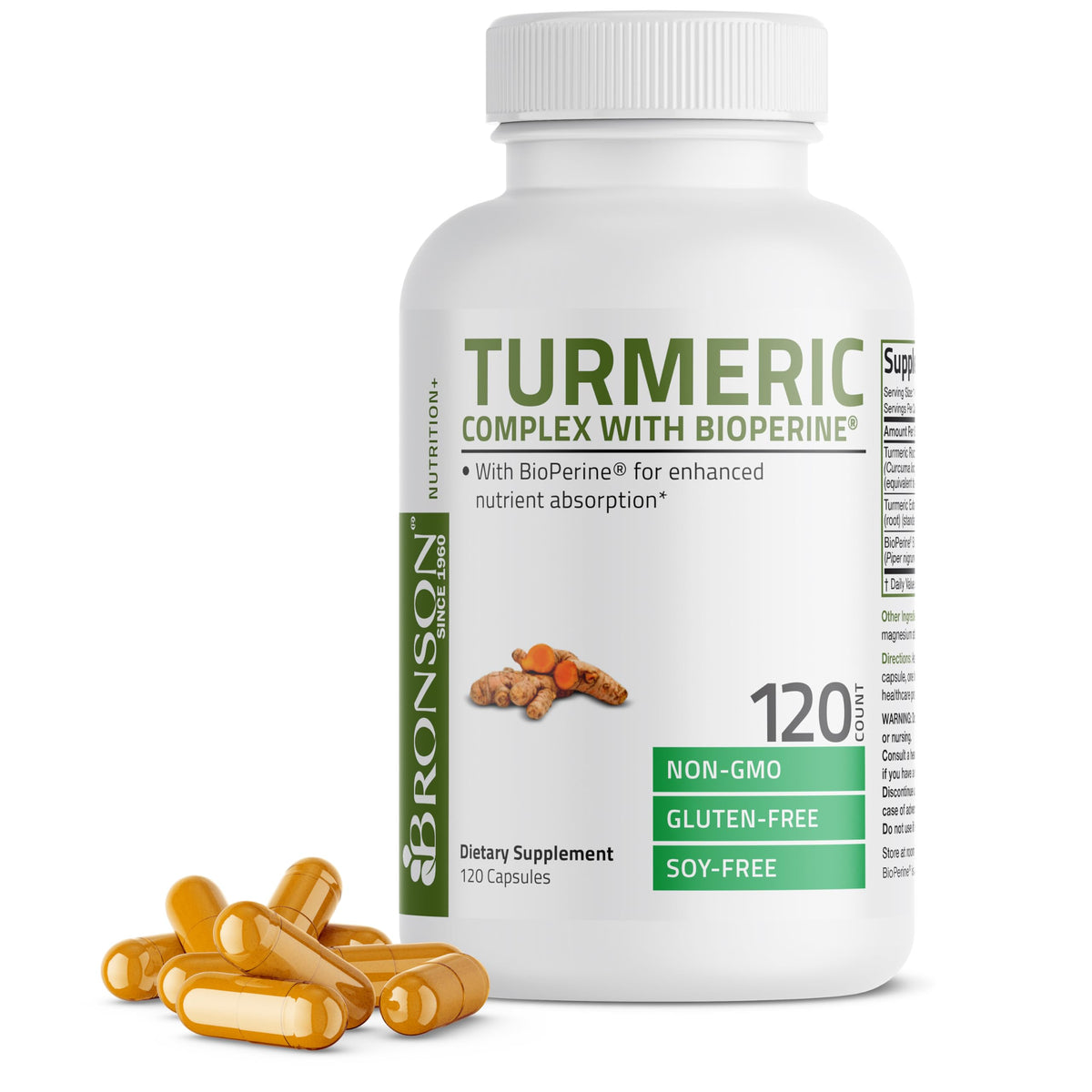 Bronson Turmeric Complex 1000mg Capsules front view