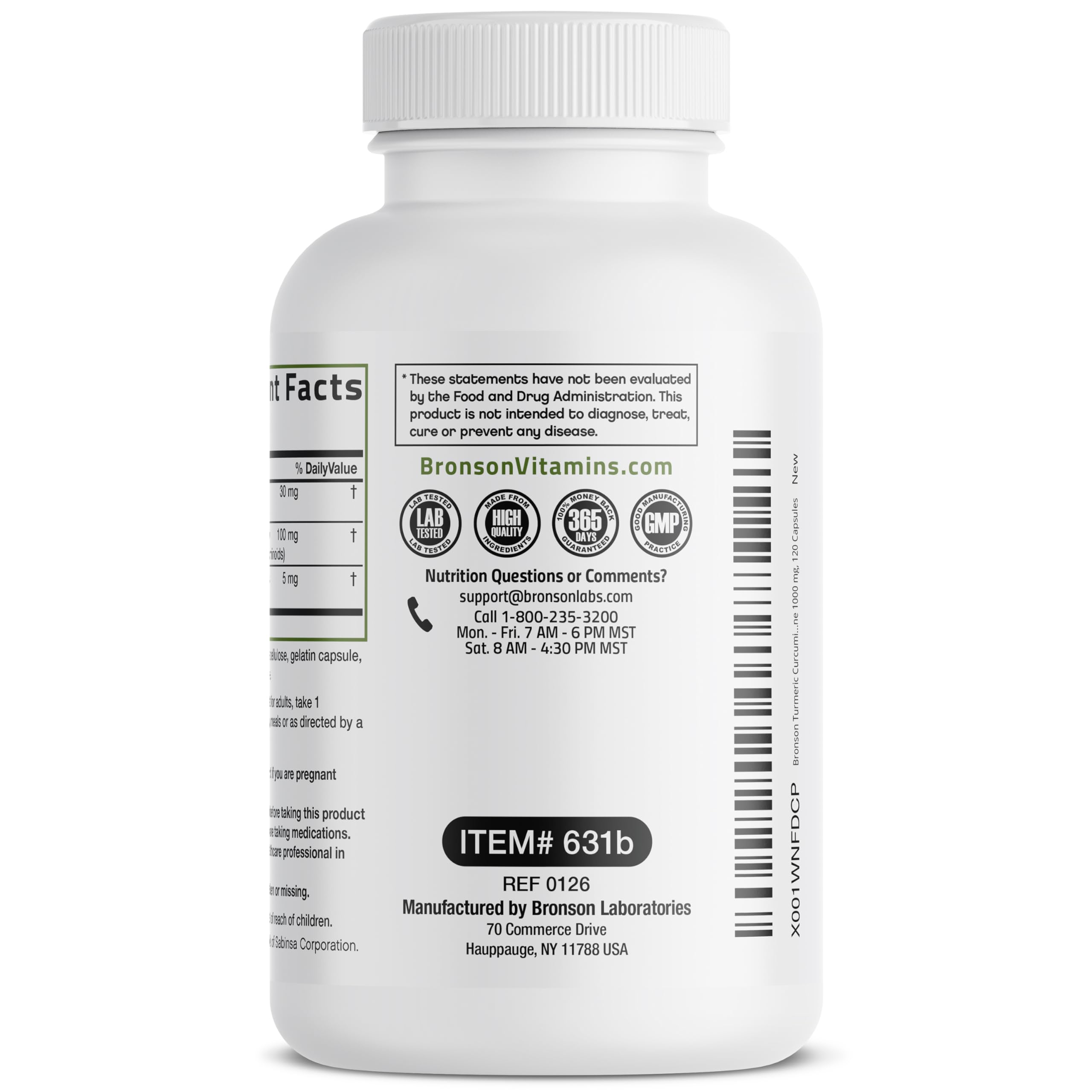 Bronson Turmeric Complex 1000mg Capsules on wooden table