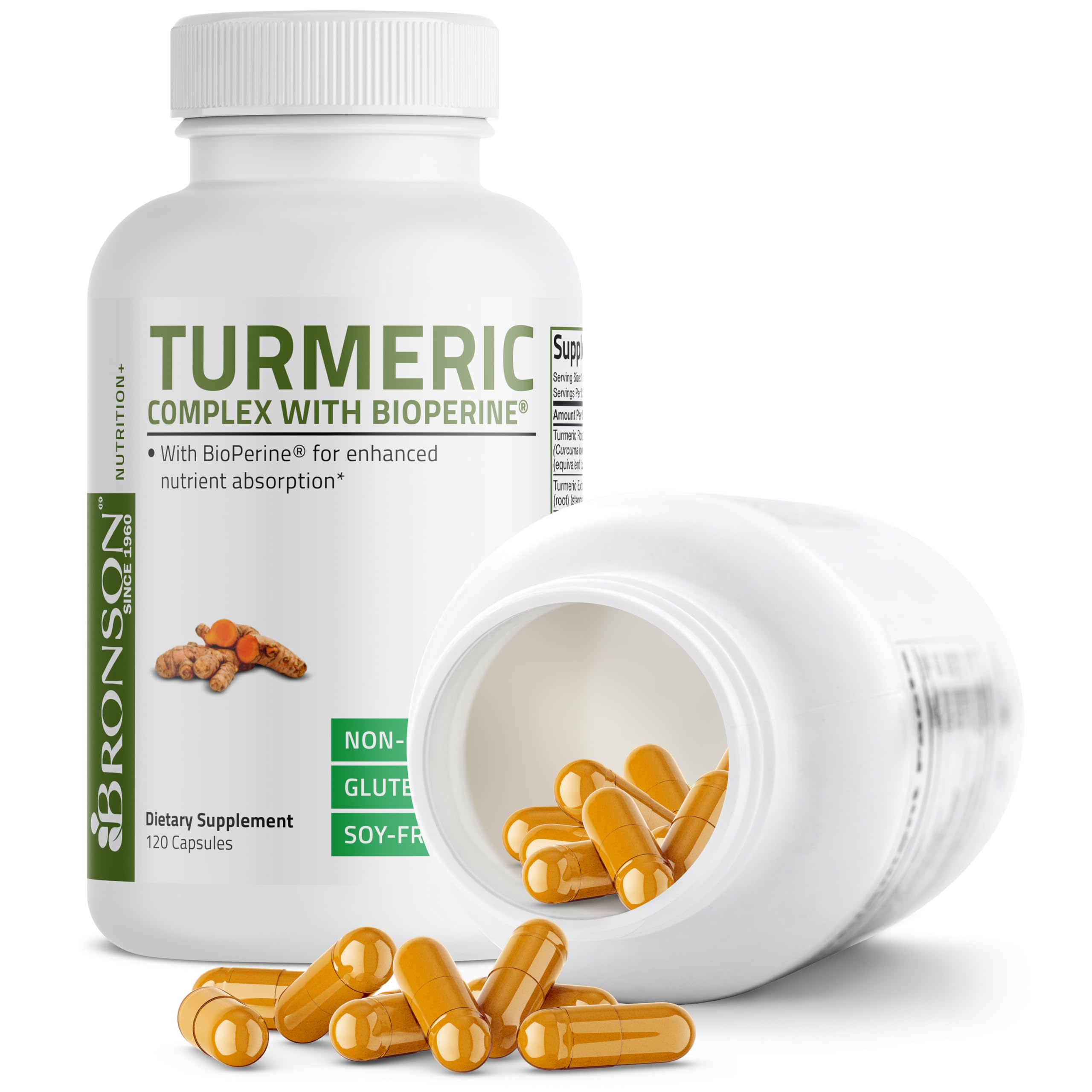 Bronson Turmeric Complex 1000mg Capsules with BioPerine close-up