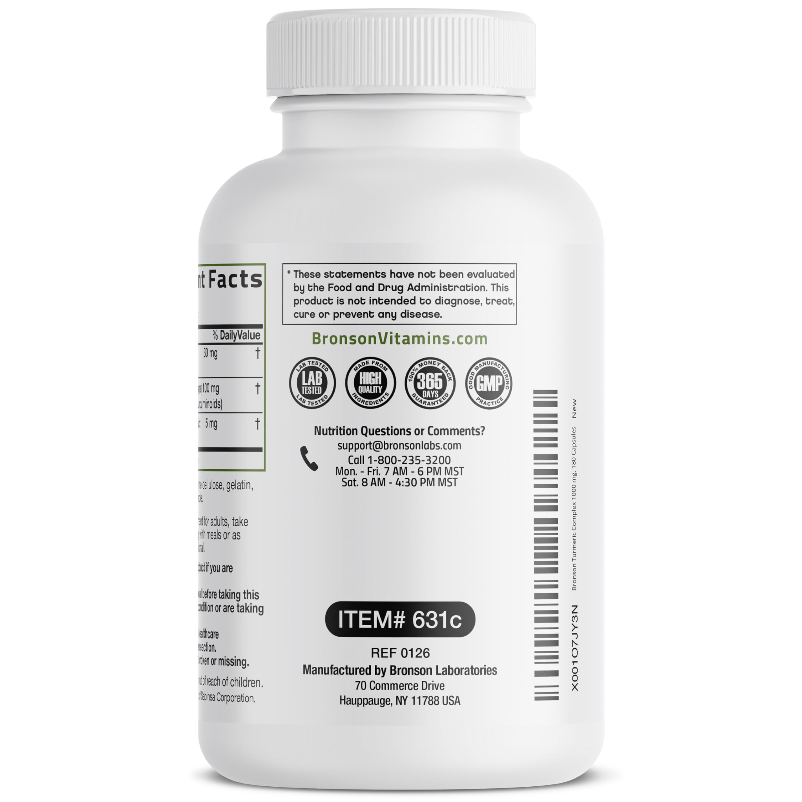 Bronson Turmeric Curcumin Complex 159g capsules close-up