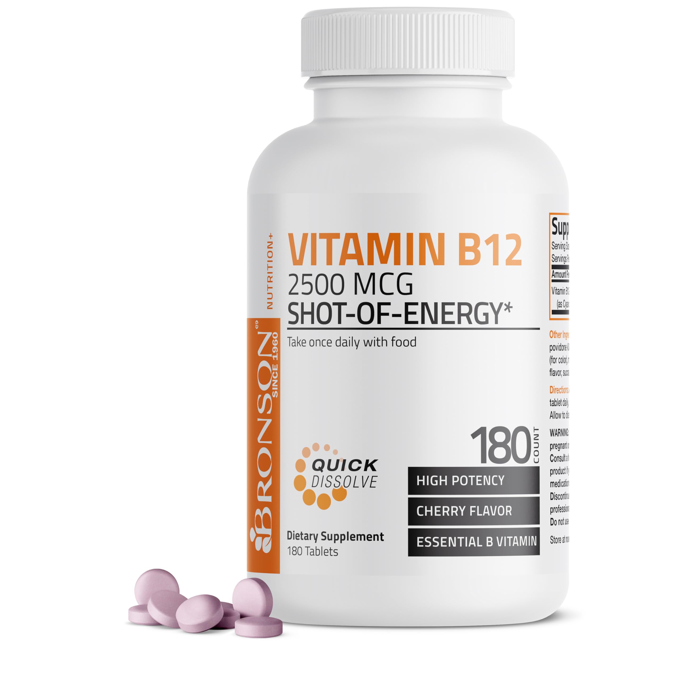 Bronson Vitamin B-12 Sublingual Supplement 1000mcg front view