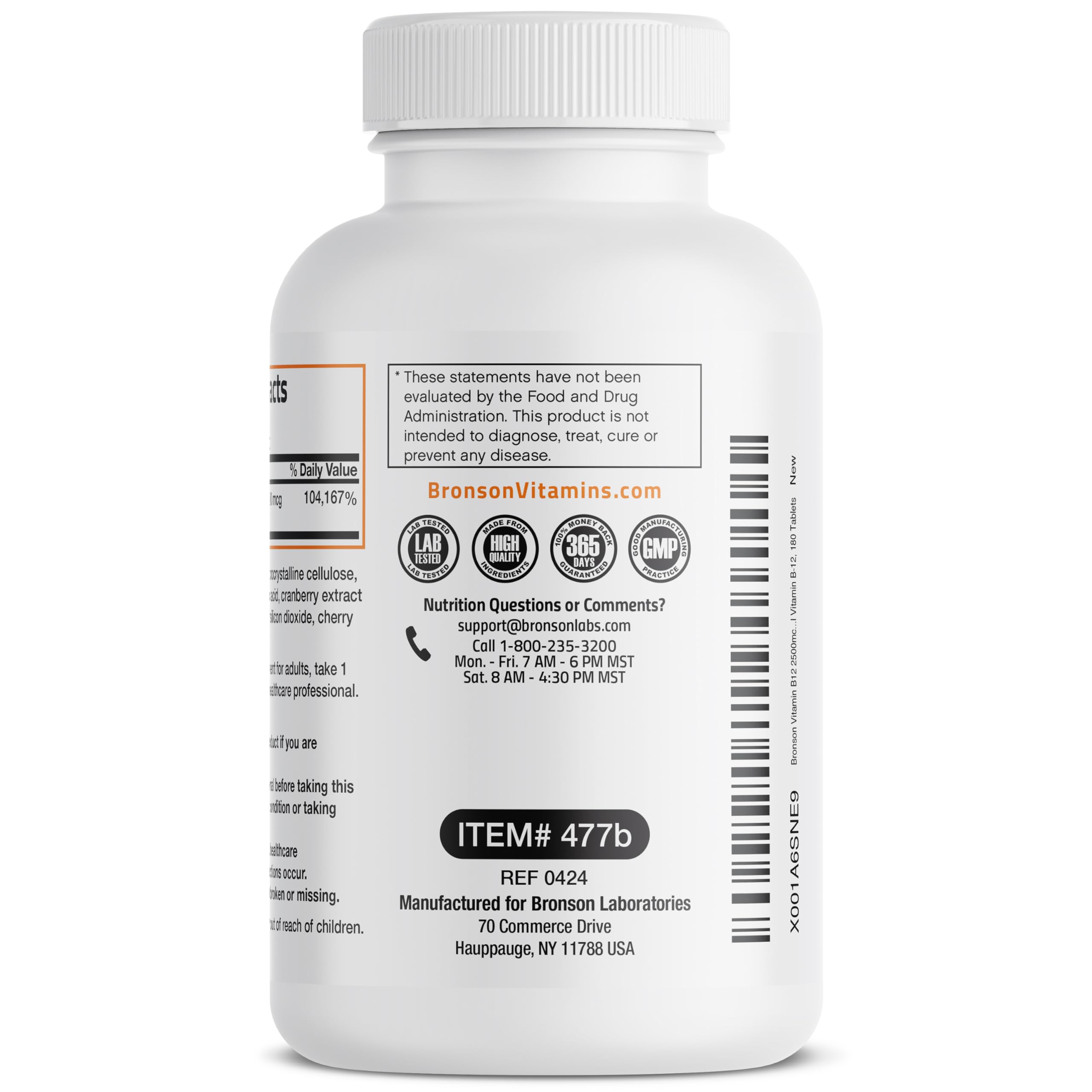 Bronson Vitamin B-12 Sublingual Supplement 1000mcg with cherry flavour description