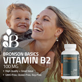 Bronson Vitamin B2 Riboflavin 100mg capsules bottle with label
