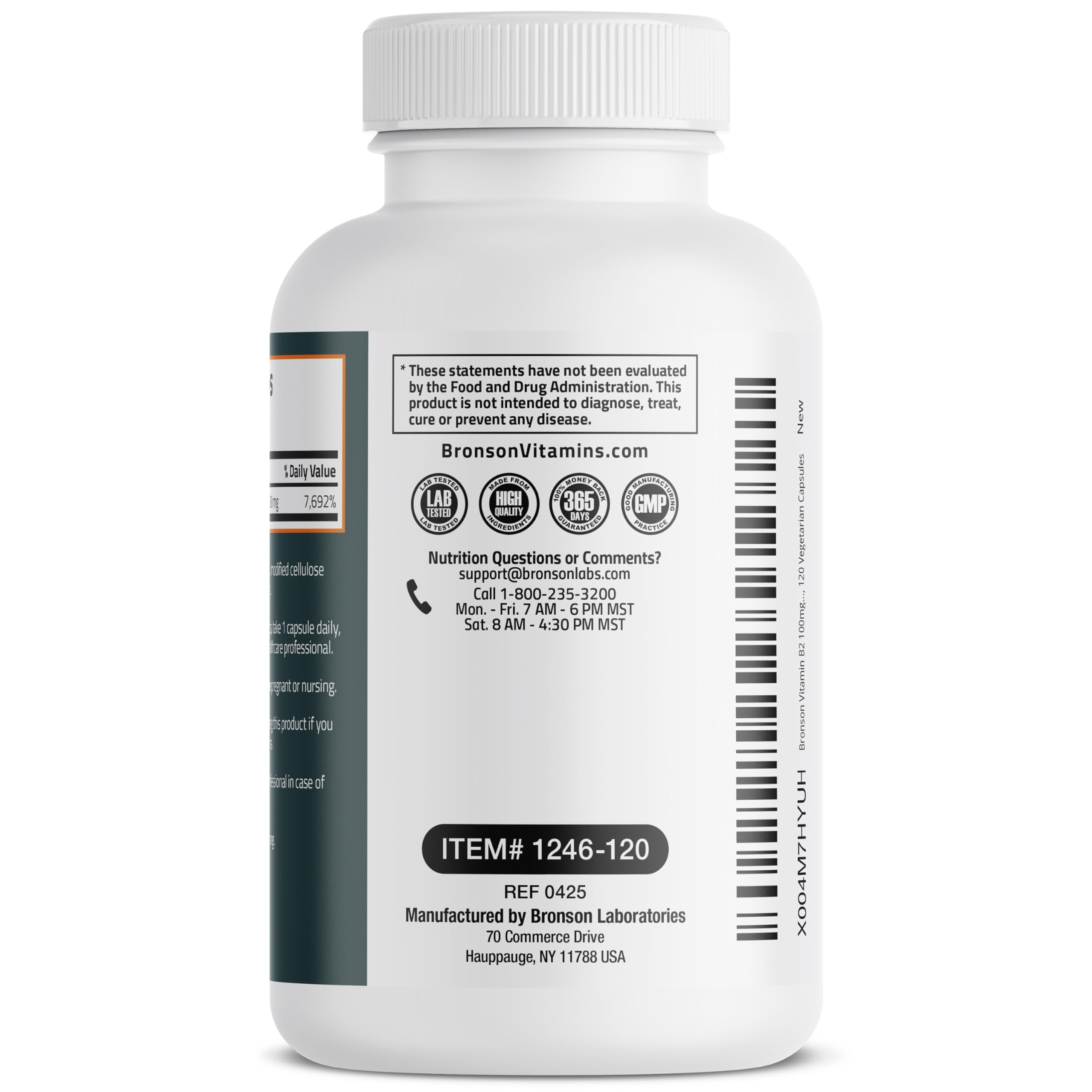 Bronson Vitamin B2 Riboflavin supplement ingredients list