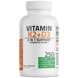 Bronson Vitamin D3 & K2 Capsules on a wooden table