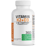 Bronson Vitamin D3 & K2 Combination Capsules on a wooden table