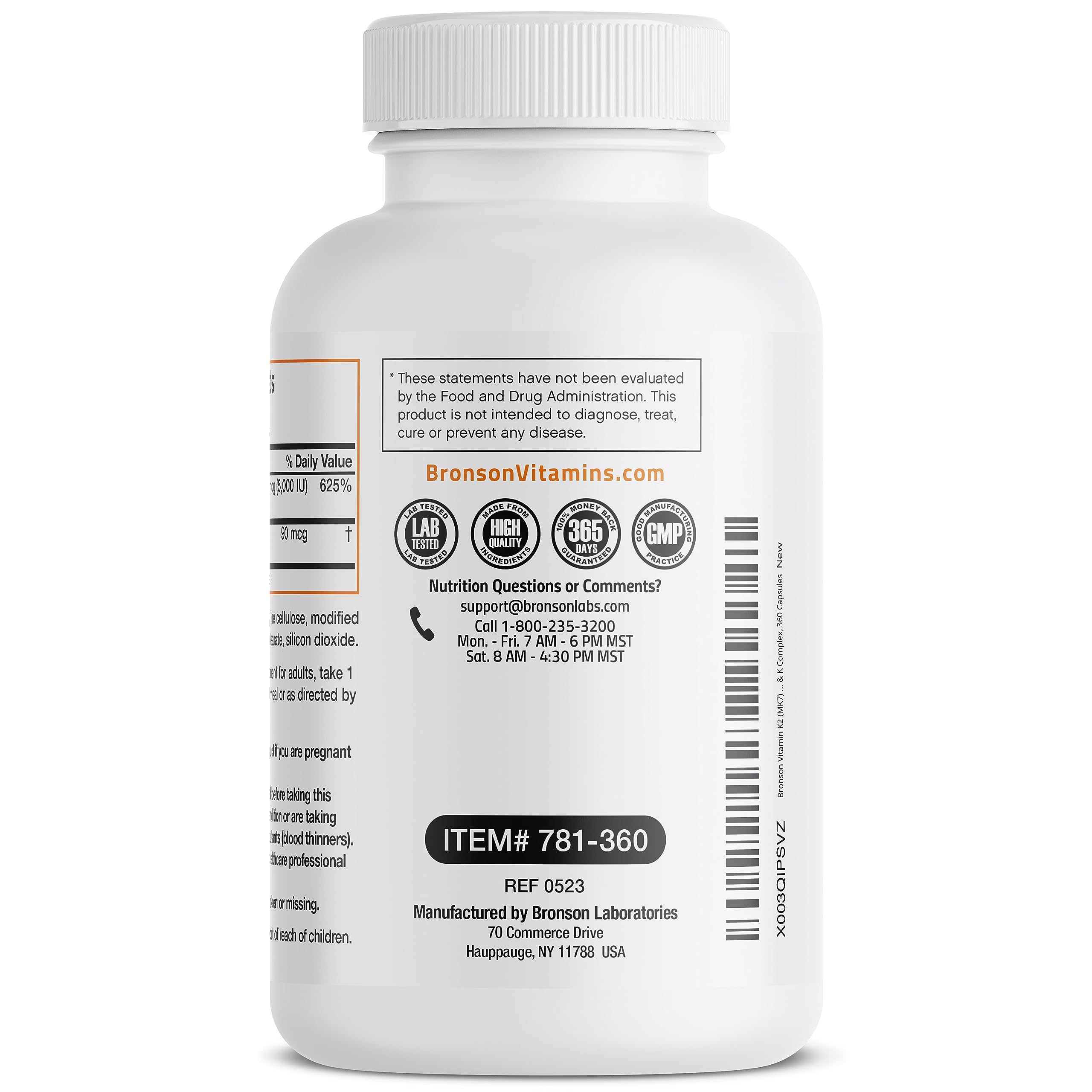 Bronson Vitamin D3 & K2 Combination Capsules opened bottle