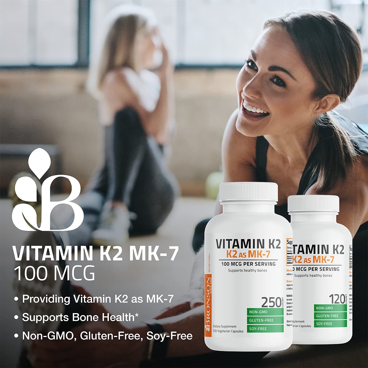 Bronson Vitamin K2 MK-7 Multivitamin 90 Capsules bottle top