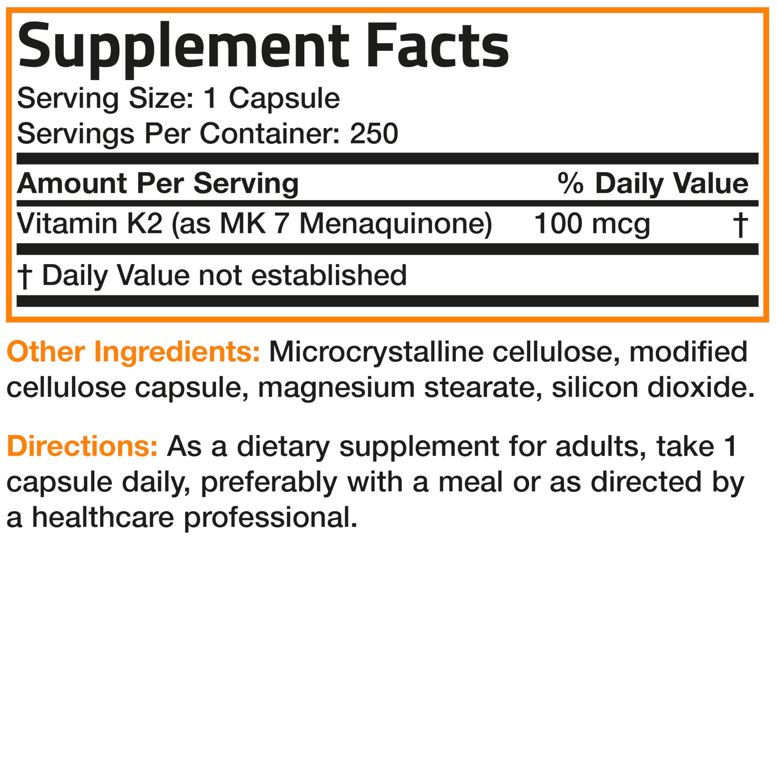 Bronson Vitamin K2 MK-7 Multivitamin 90 Capsules packaging details
