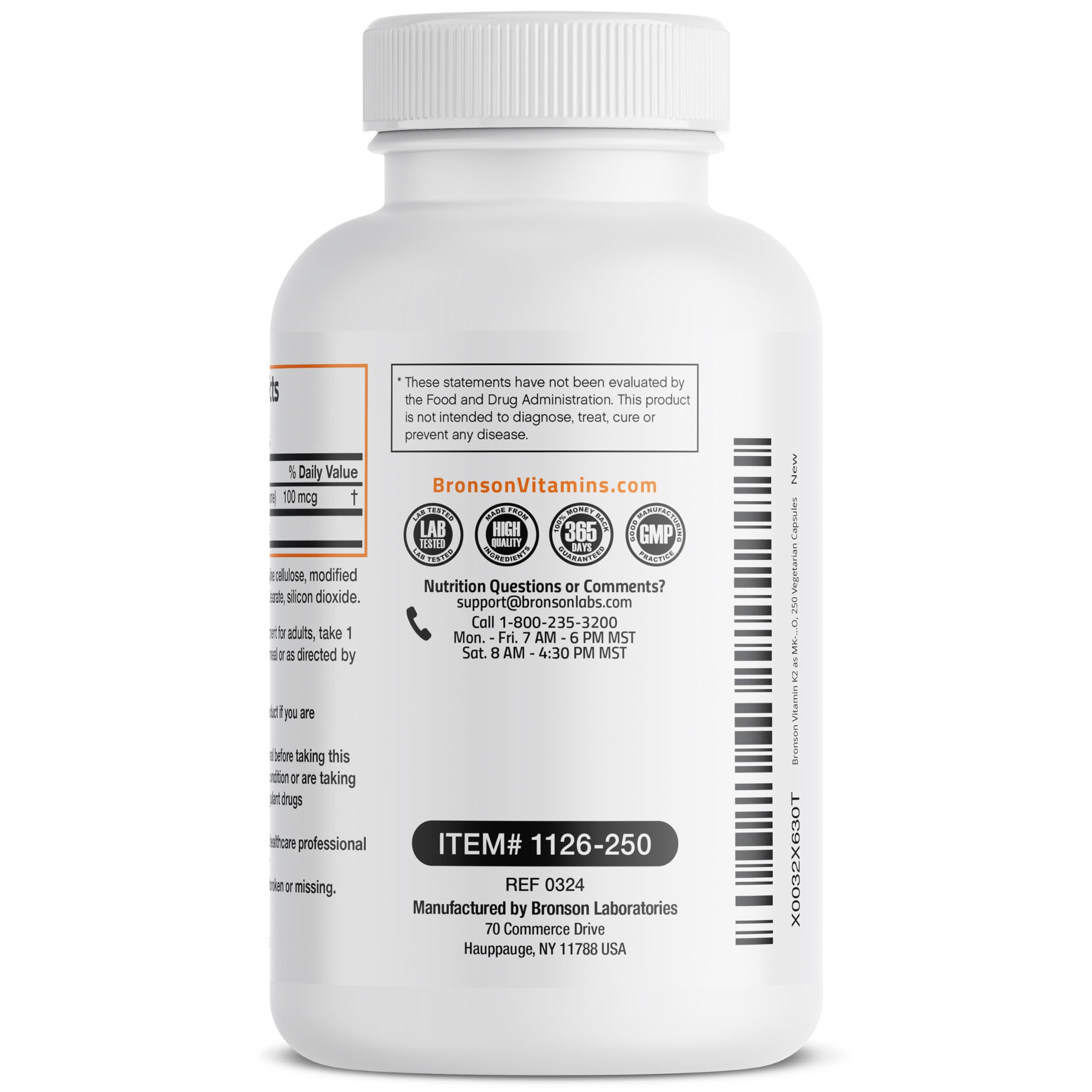 Bronson Vitamin K2 MK-7 Multivitamin 90 Capsules with measuring spoon
