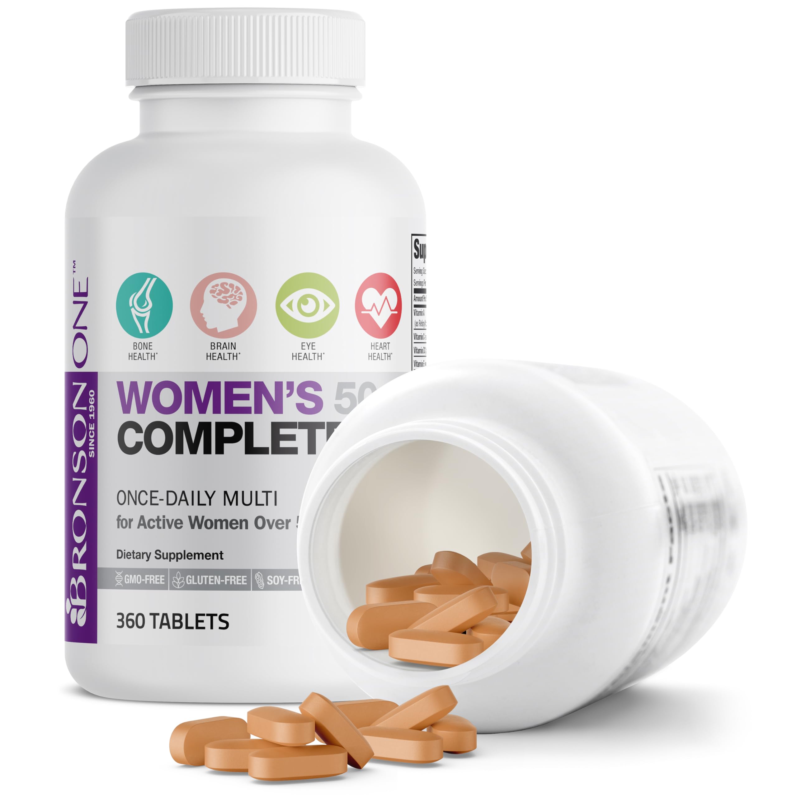 Bronson Women's 50+ Complete Multivitamin ingredients list close-up