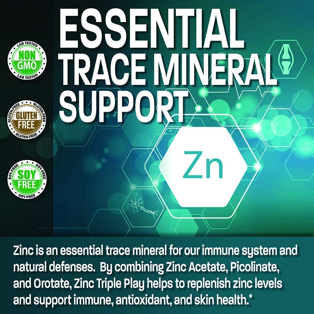 Bronson Zinc Triple Play 90 Capsules bottle with label