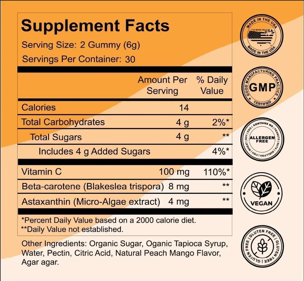 Bronze Bites Astaxanthin Gummies nutritional information