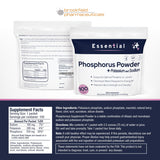 Brookfield Pharmaceuticals Phosphorus Powder Supplement with a scoop