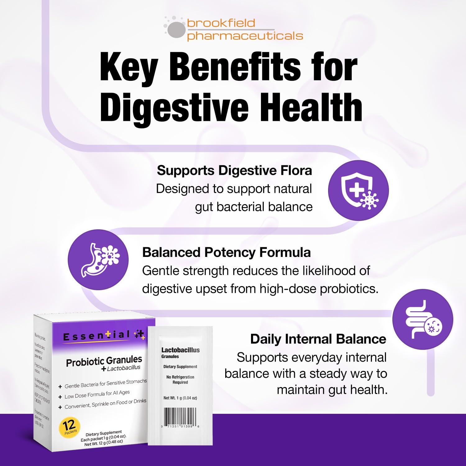 Brookfield Pharmaceuticals Probiotic Powder Packets packaging details