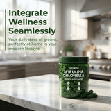 Bruiseweed Spirulina & Chlorella Daily Greens Blend tablets close-up