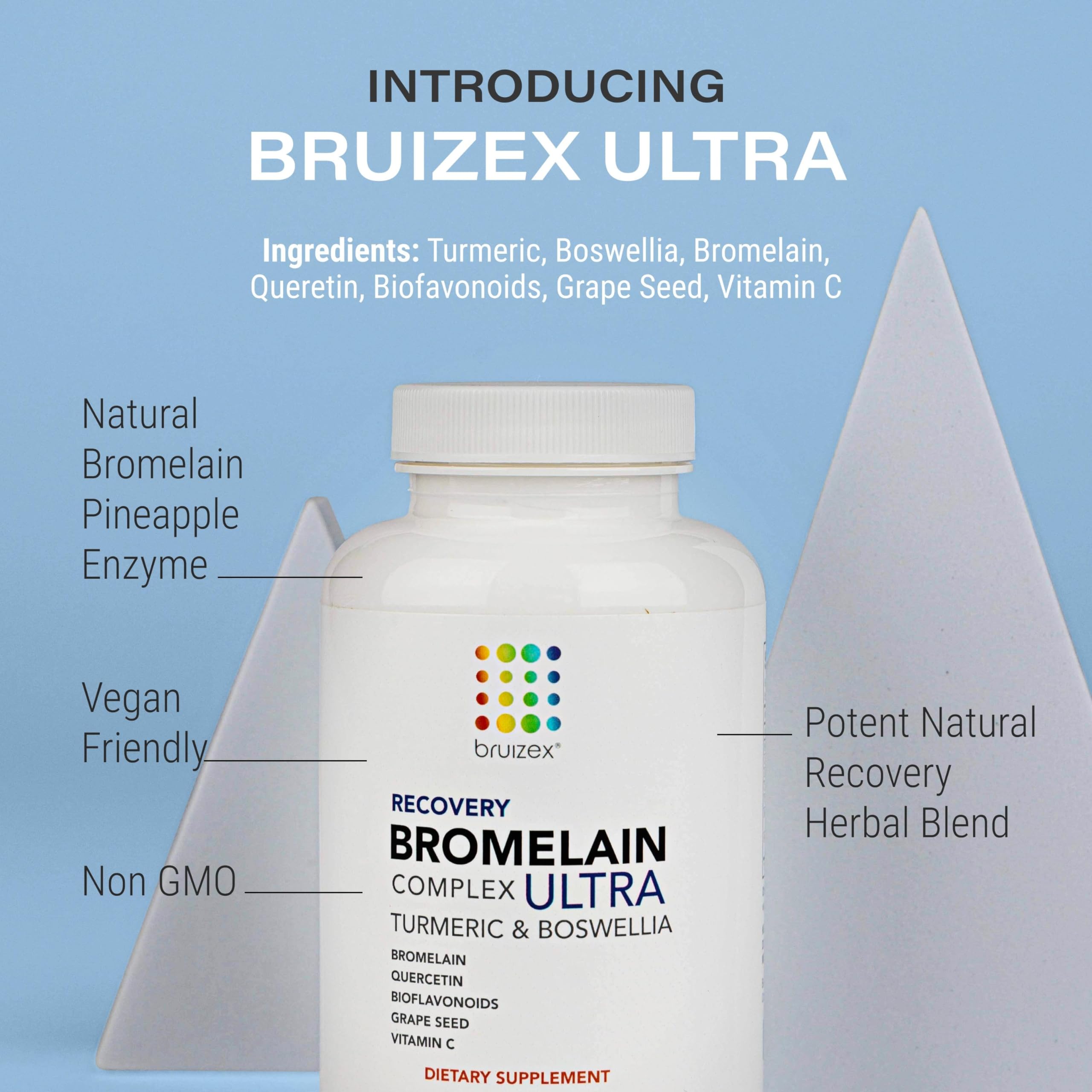 Bruizex Ultra Bromelain and Quercetin Supplement capsules in a hand