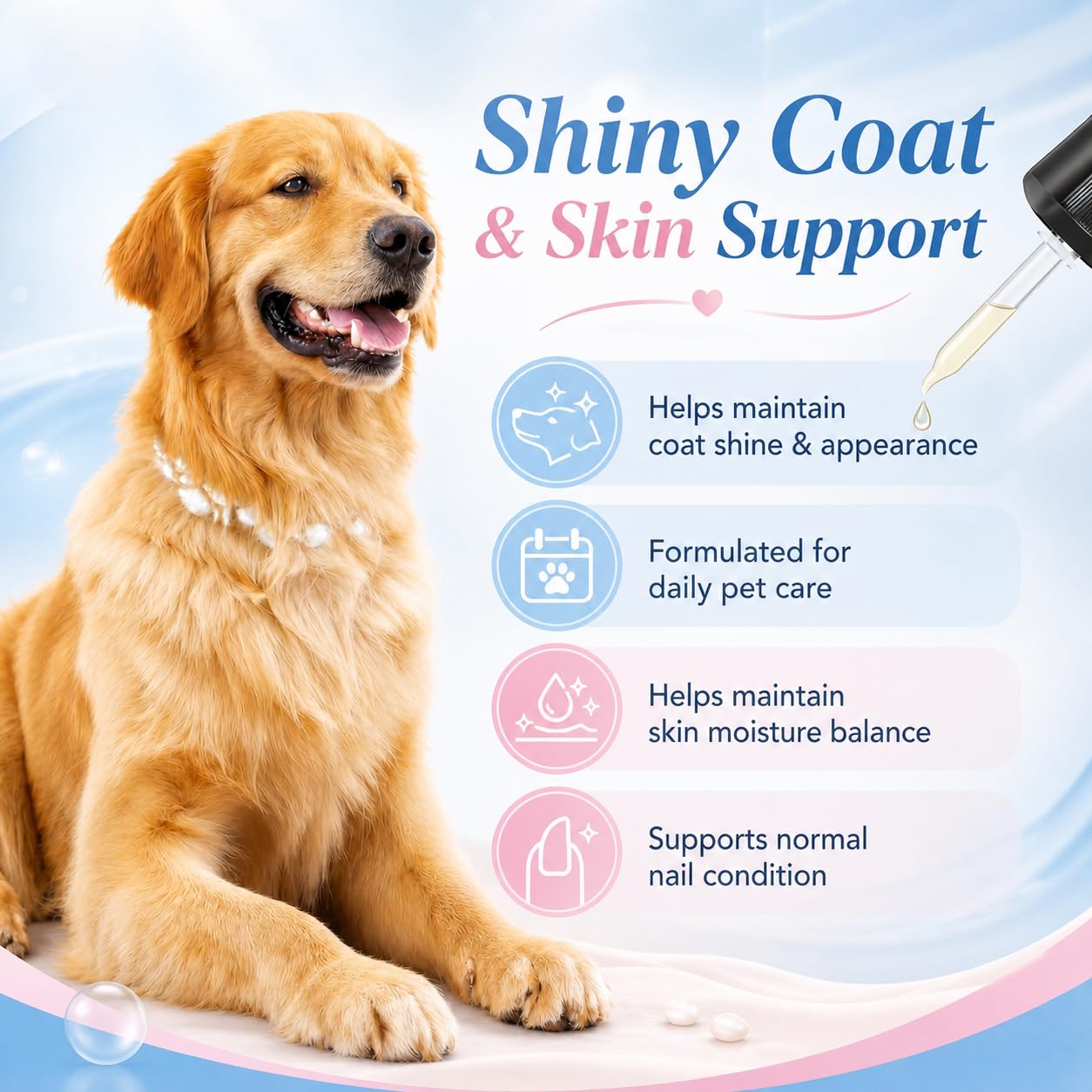 BRYWSDHA Collagen for Dogs & Cats 132g liquid supplement in use with a pet