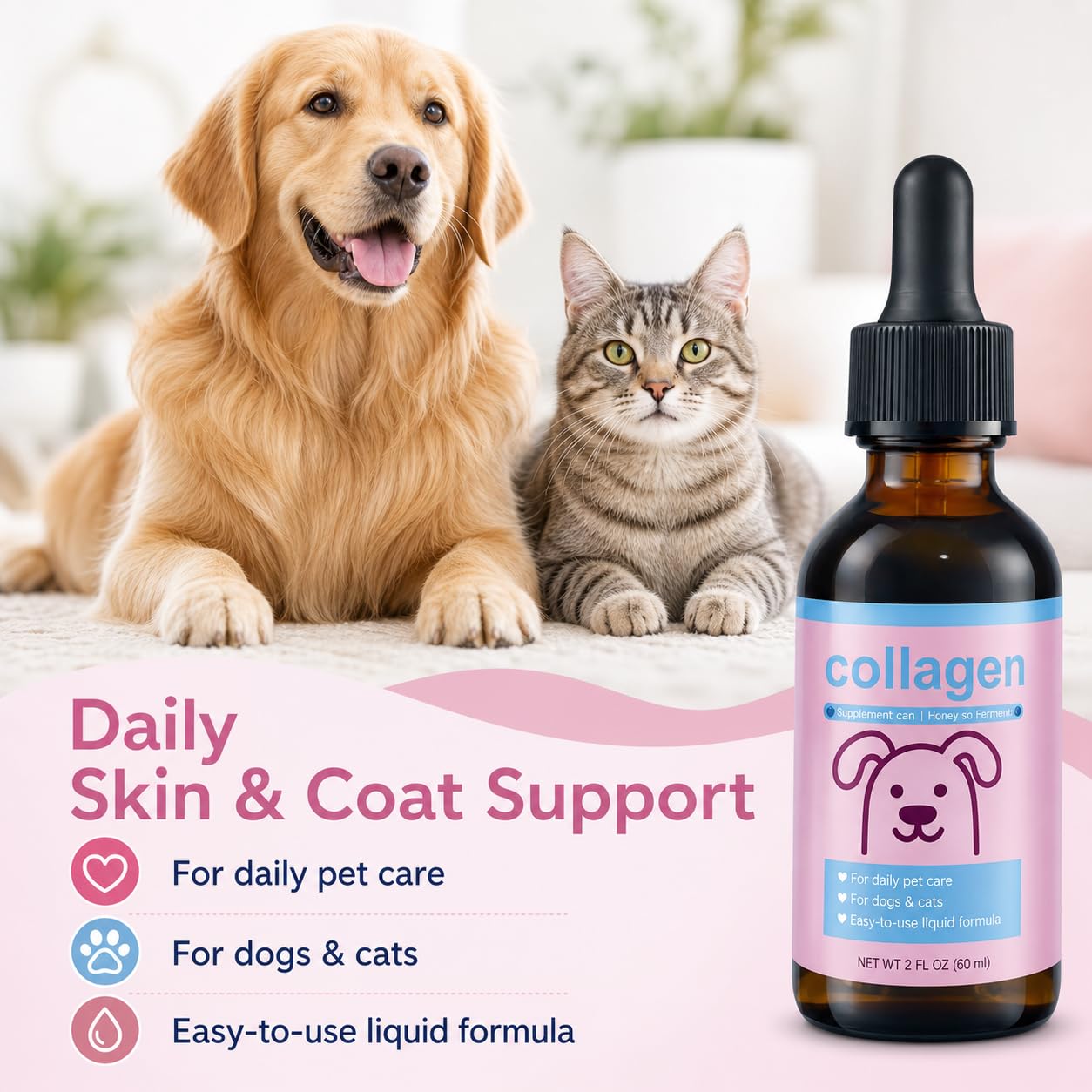 BRYWSDHA Collagen for Dogs & Cats 132g liquid supplement packaging