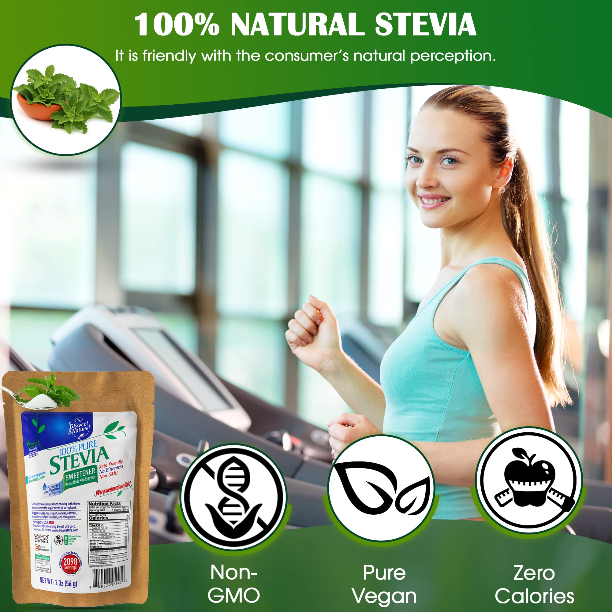 BSL BSWEETBNATURAL 57g Stevia Leaf Extract with measuring spoon
