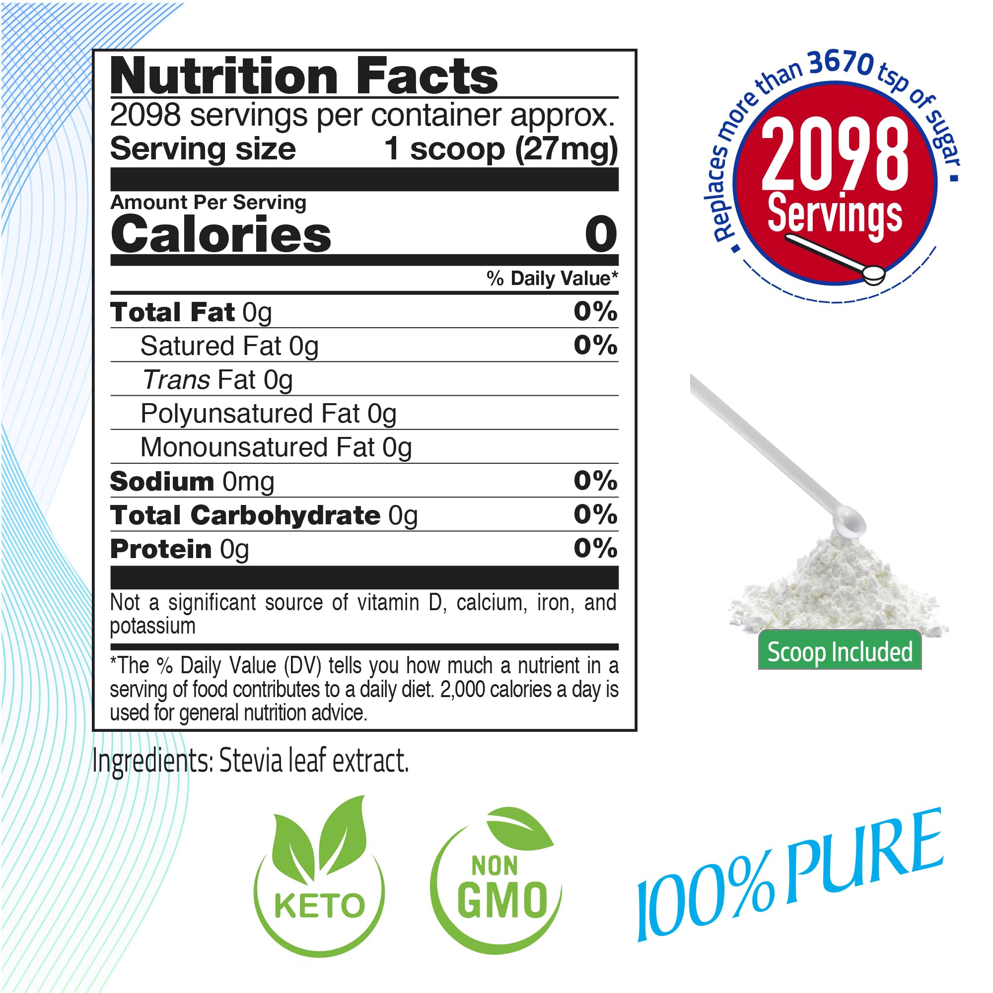 BSL BSWEETBNATURAL Stevia Leaf Extract packaging side view