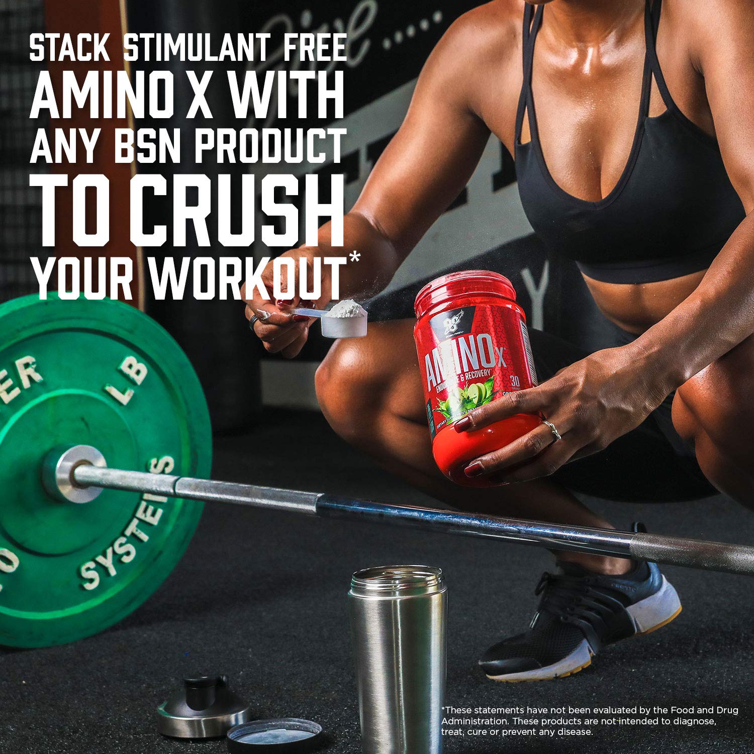 BSN AMINOx BCAA Powder 1000g mixed in a glass