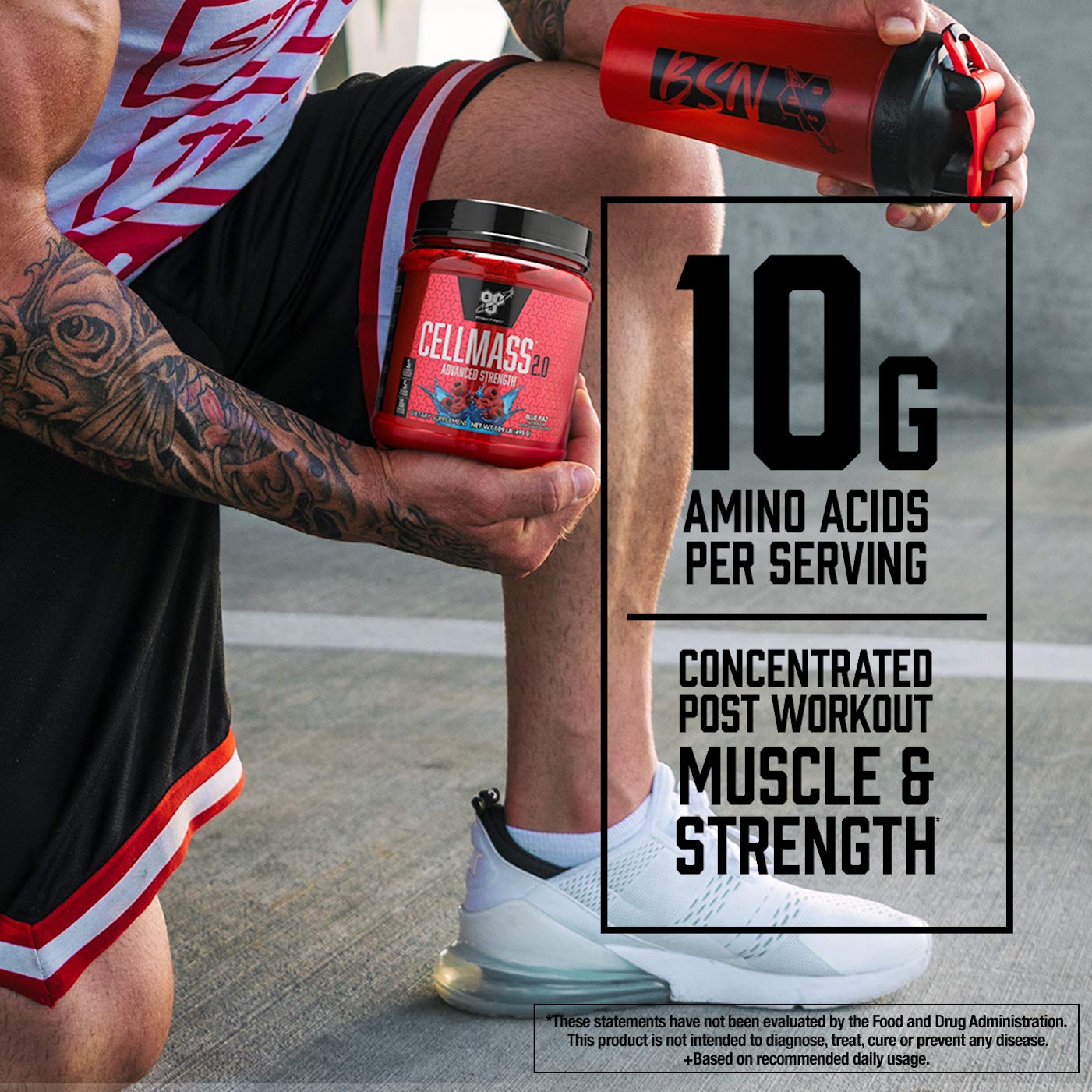 BSN CELLMASS 2.0 Arctic Berry scoop and powder